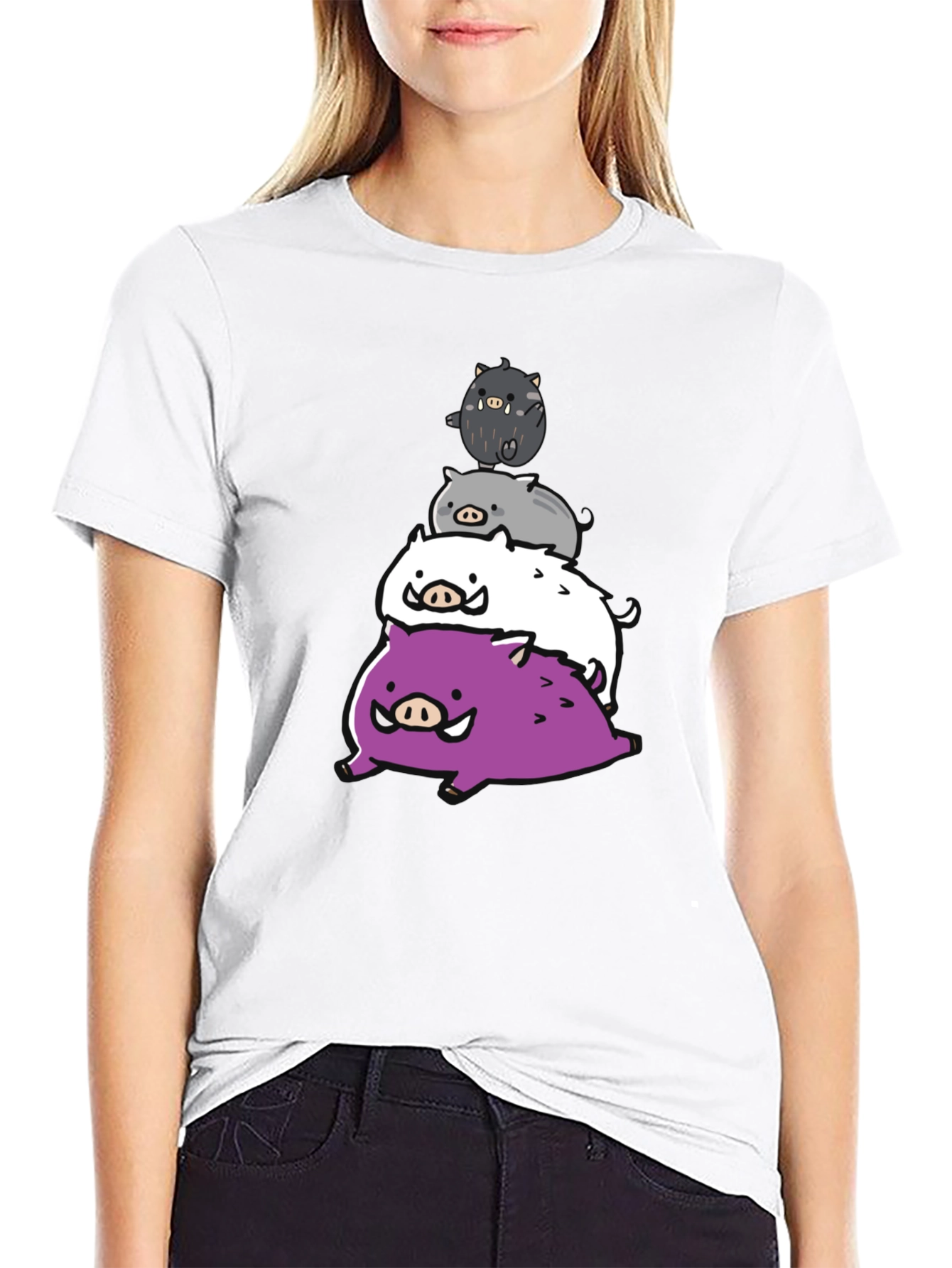 Stacked Boar Tee - Fun Graphic Print T-Shirt