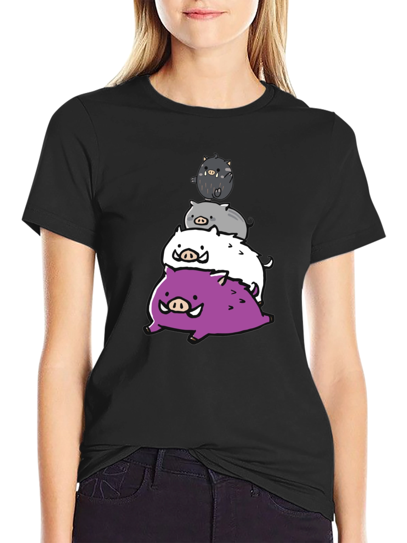 Stacked Boar Tee - Fun Graphic Print T-Shirt