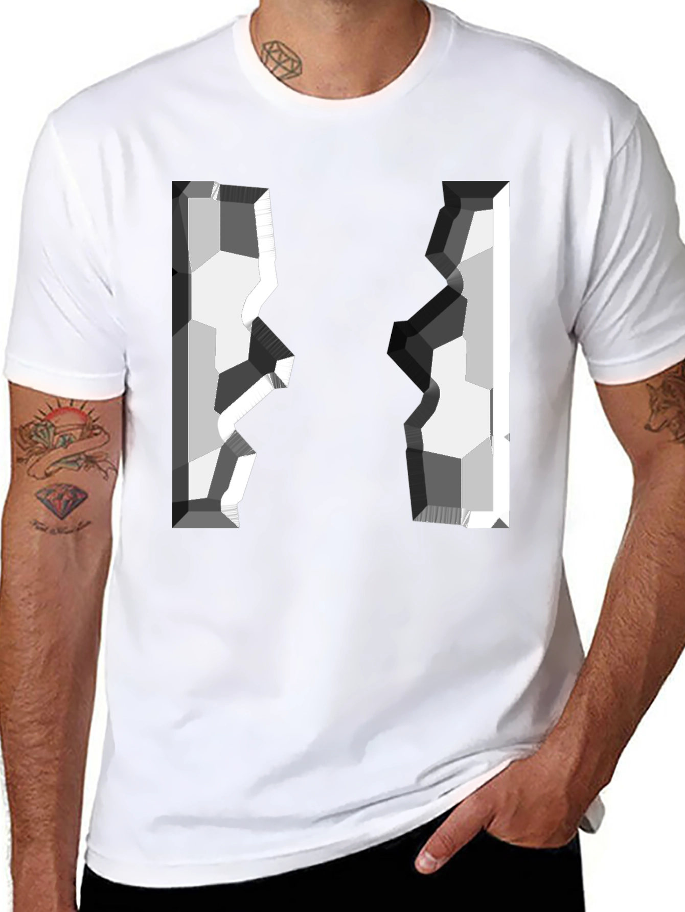 Abstract Geometric Graphic Tee - Modern Style