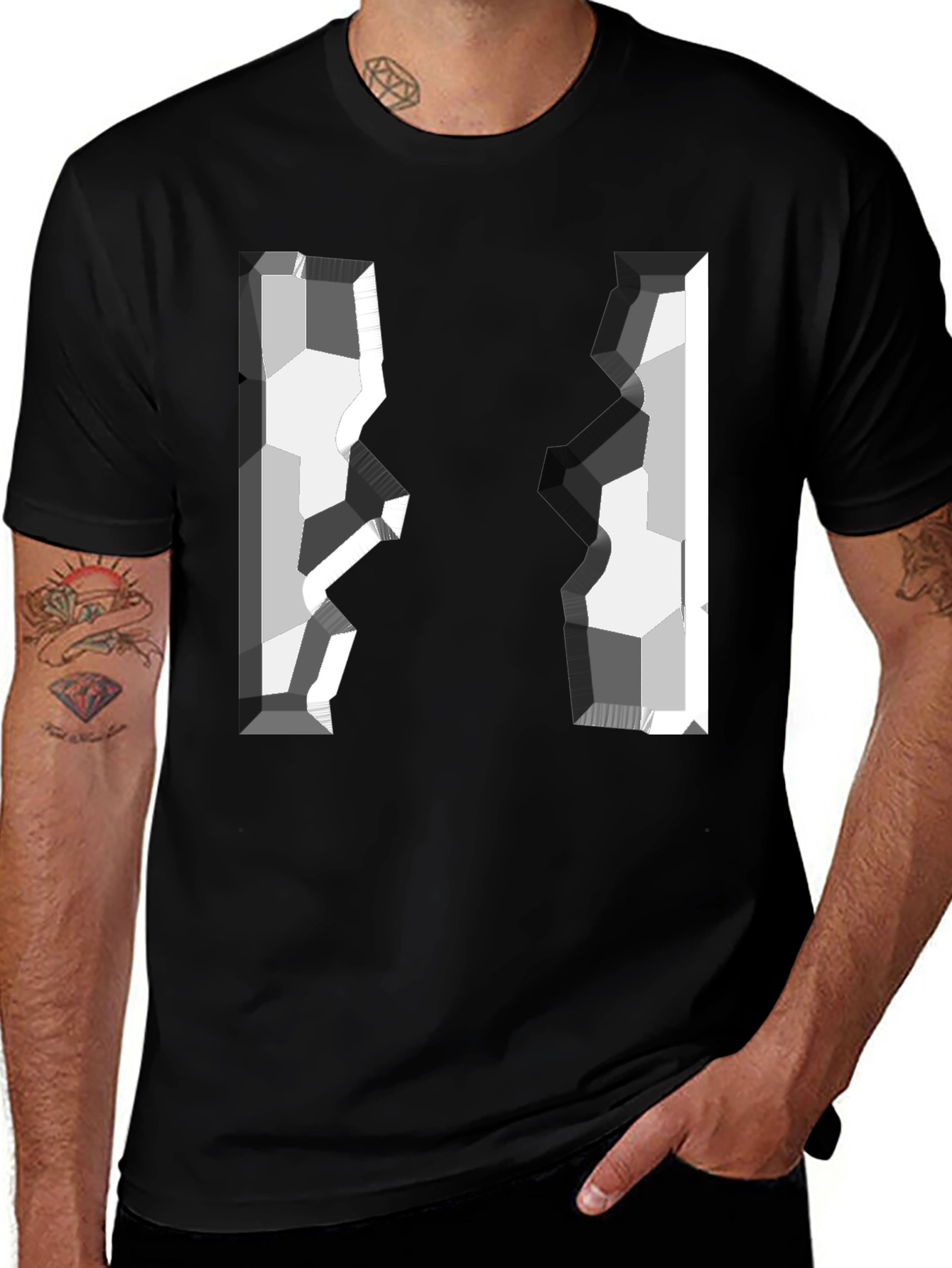 Abstract Geometric Graphic Tee - Modern Style