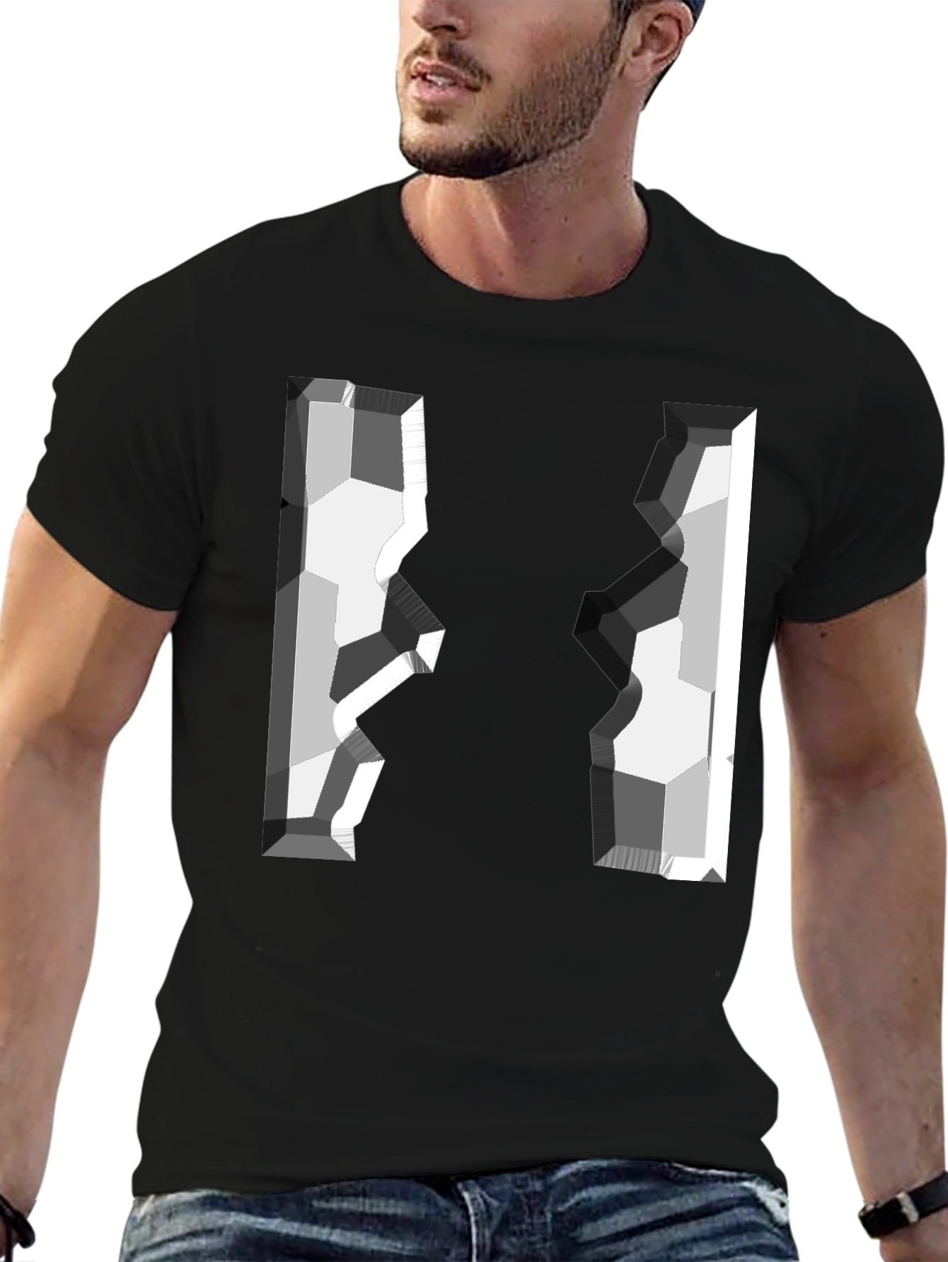 Abstract Geometric Graphic Tee - Modern Style