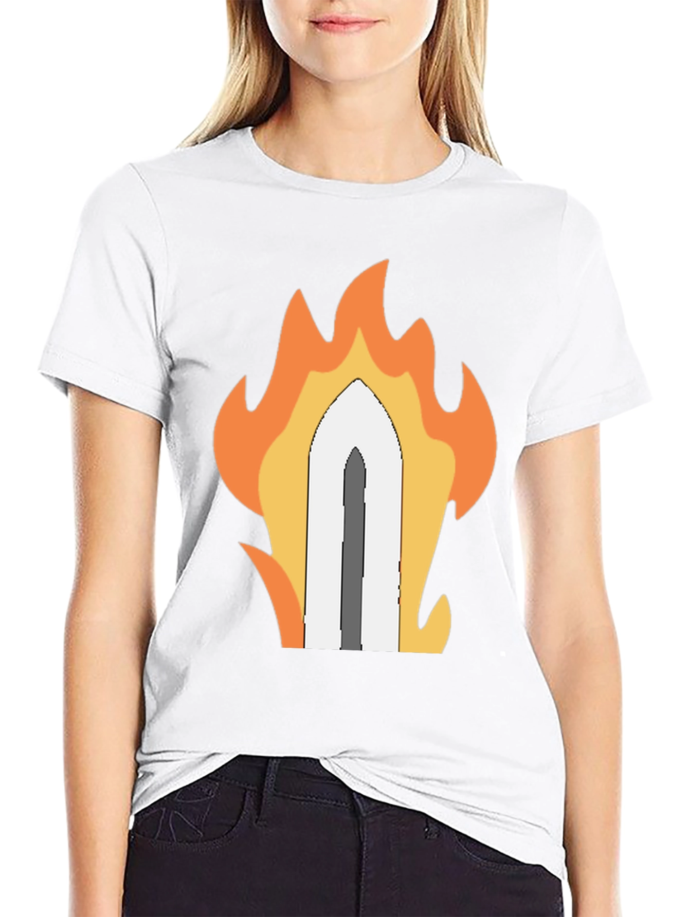 Fiery Sword Graphic T-Shirt - Black Cotton Tee