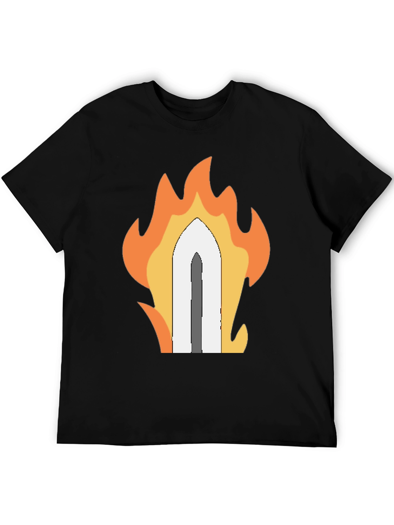 Fiery Sword Graphic T-Shirt - Black Cotton Tee