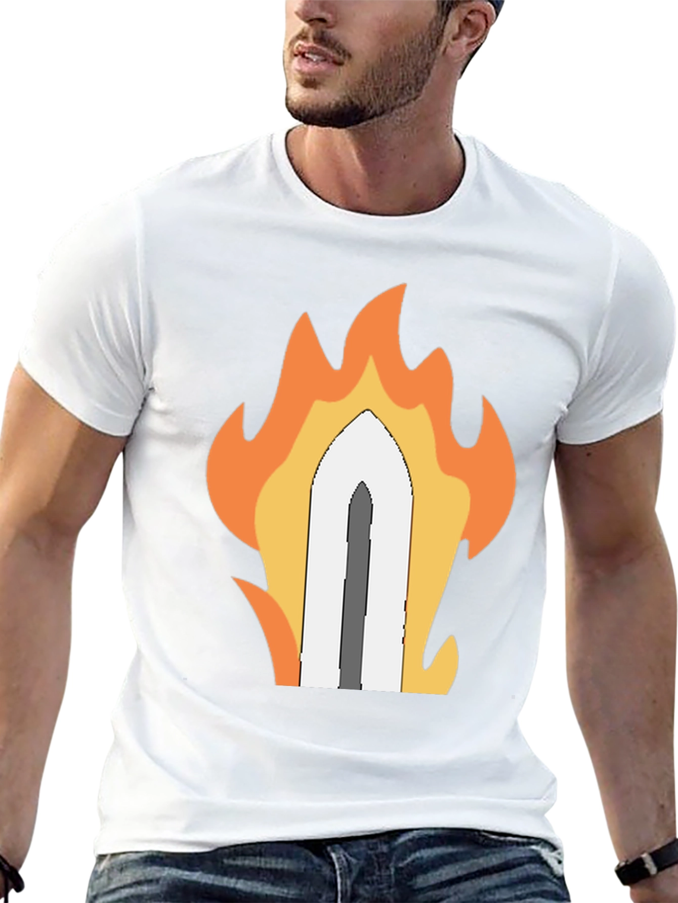 Fiery Sword Graphic T-Shirt - Black Cotton Tee