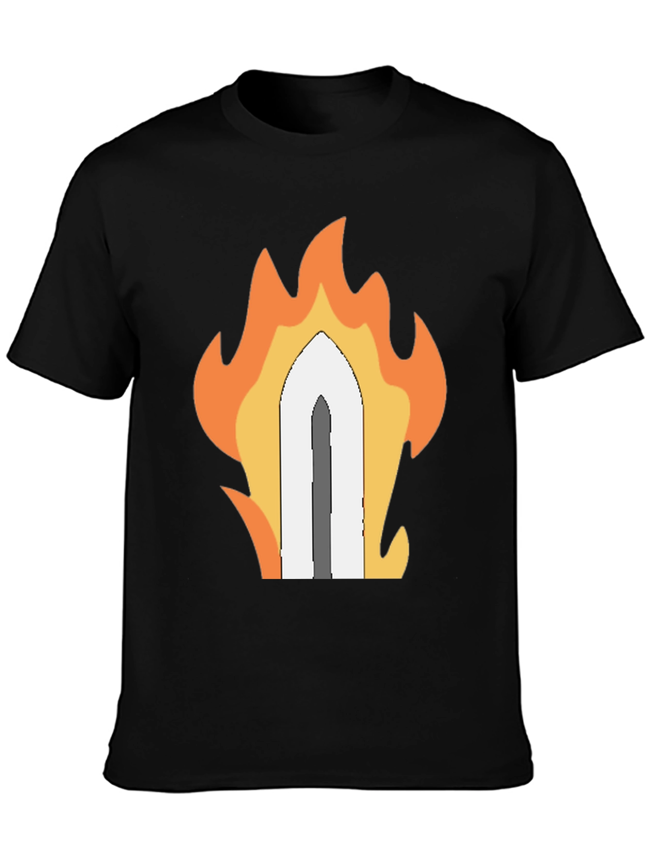 Fiery Sword Graphic T-Shirt - Black Cotton Tee