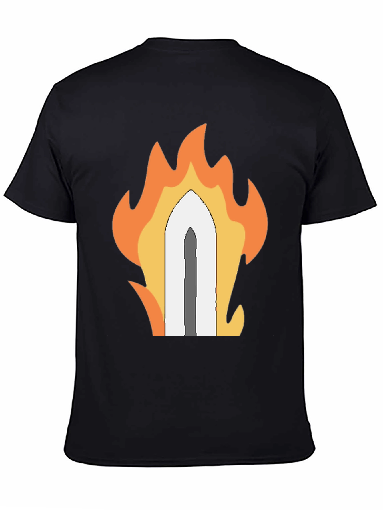 Fiery Sword Graphic T-Shirt - Black Cotton Tee