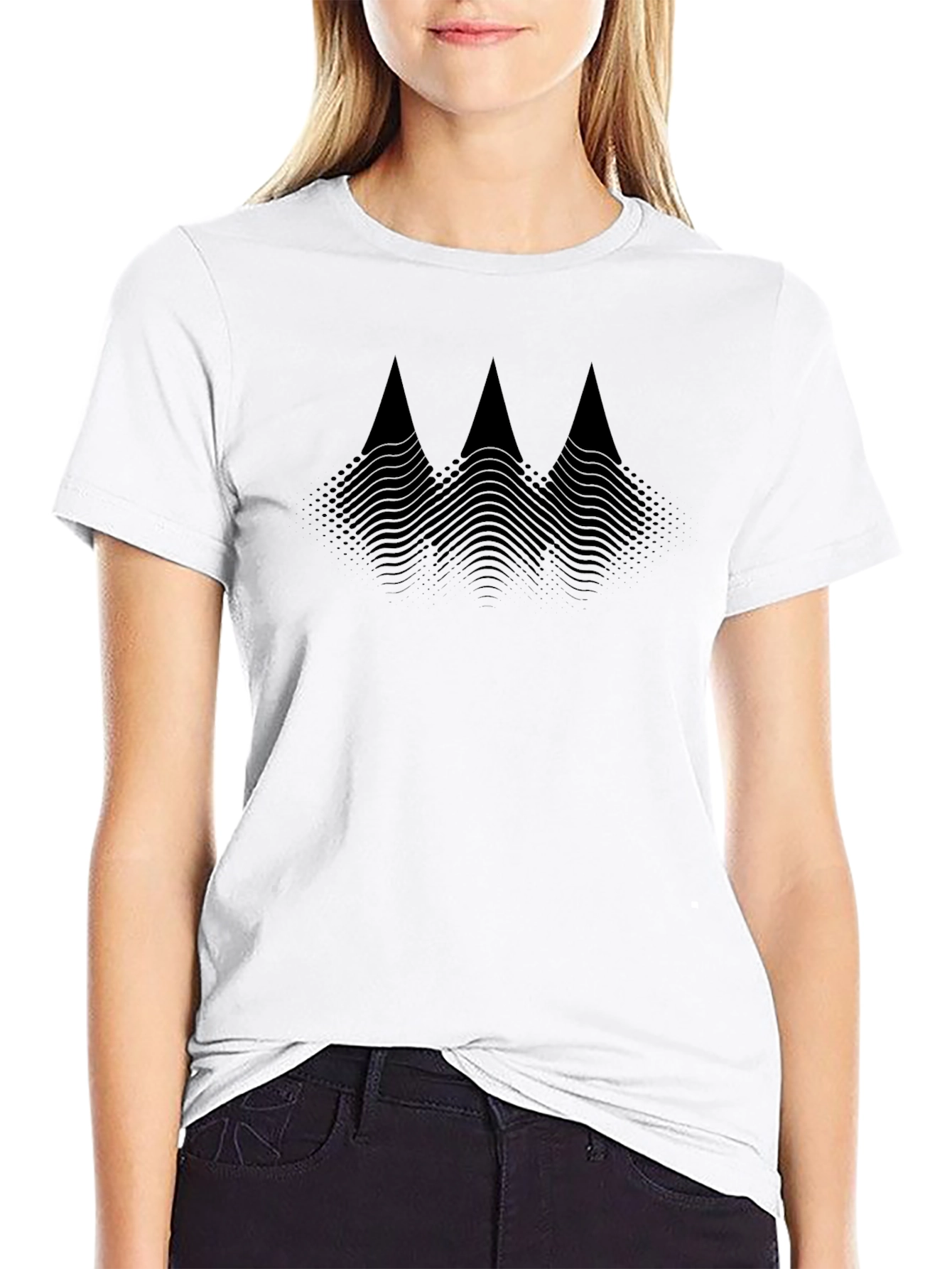 Abstract Mountain Graphic Black T-Shirt