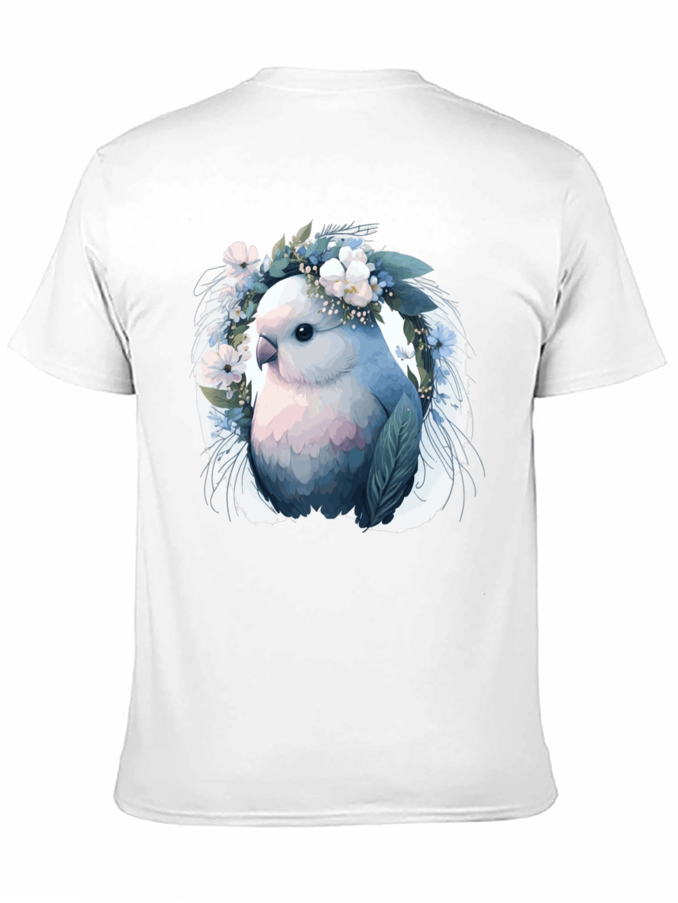 Bird & Floral Wreath Black T-Shirt