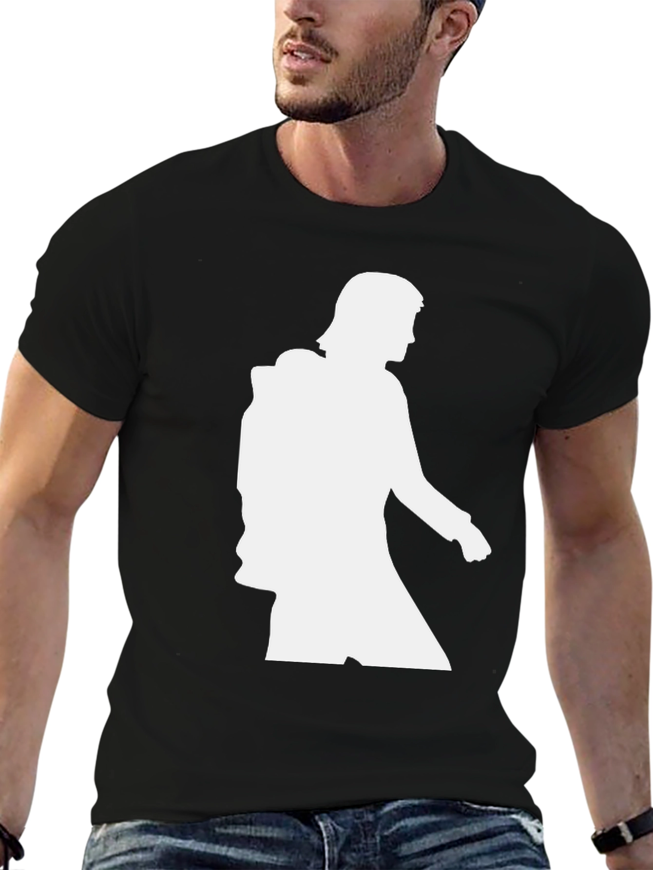 White Silhouette on Black T-Shirt