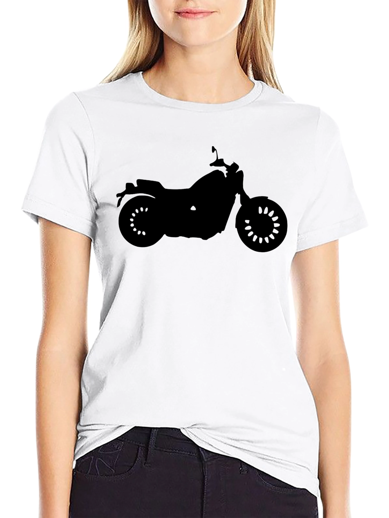 Motorcycle Silhouette Graphic Tee - Black