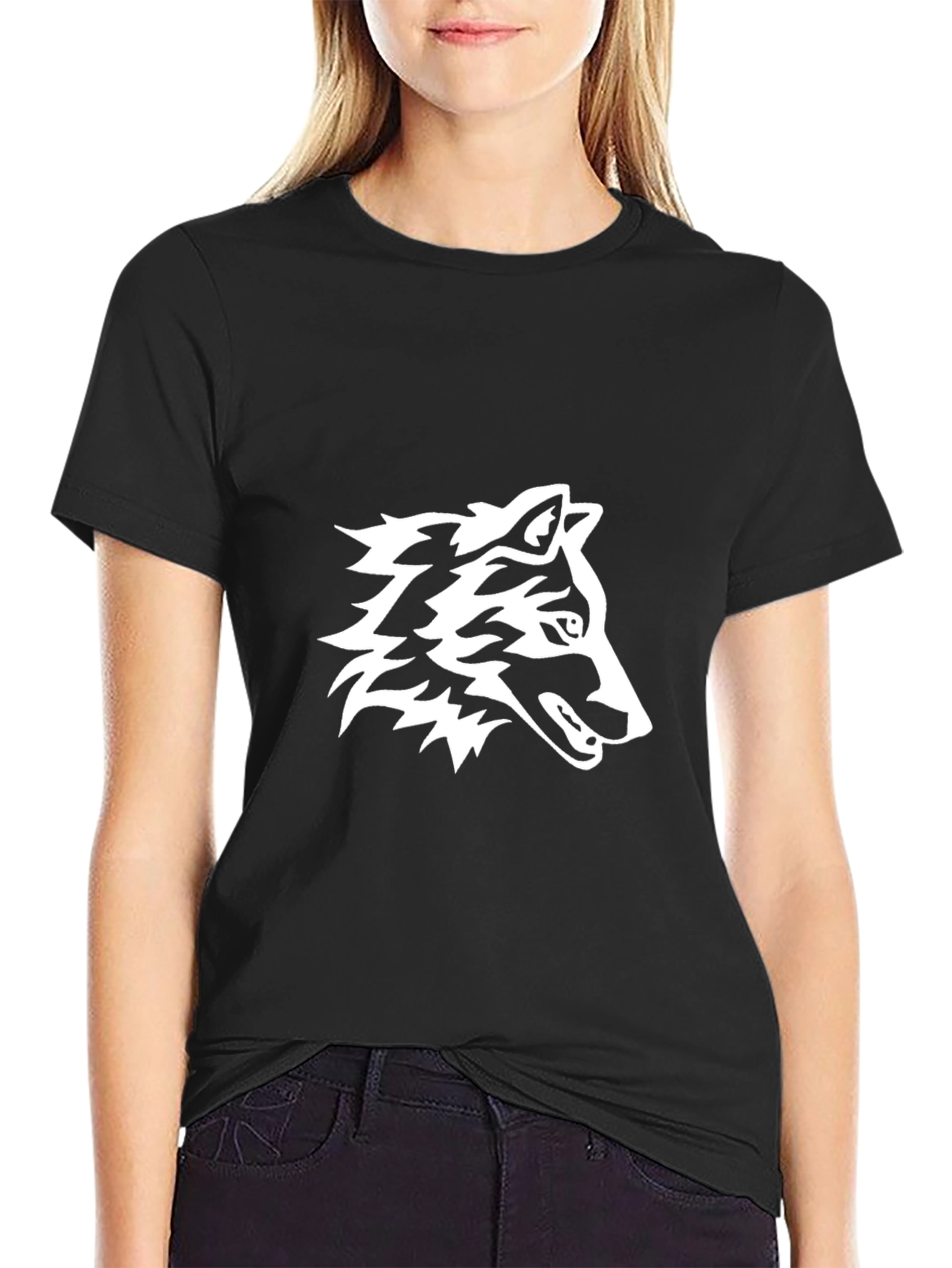 Black Wolf Graphic Tee - Trendy Casual Style