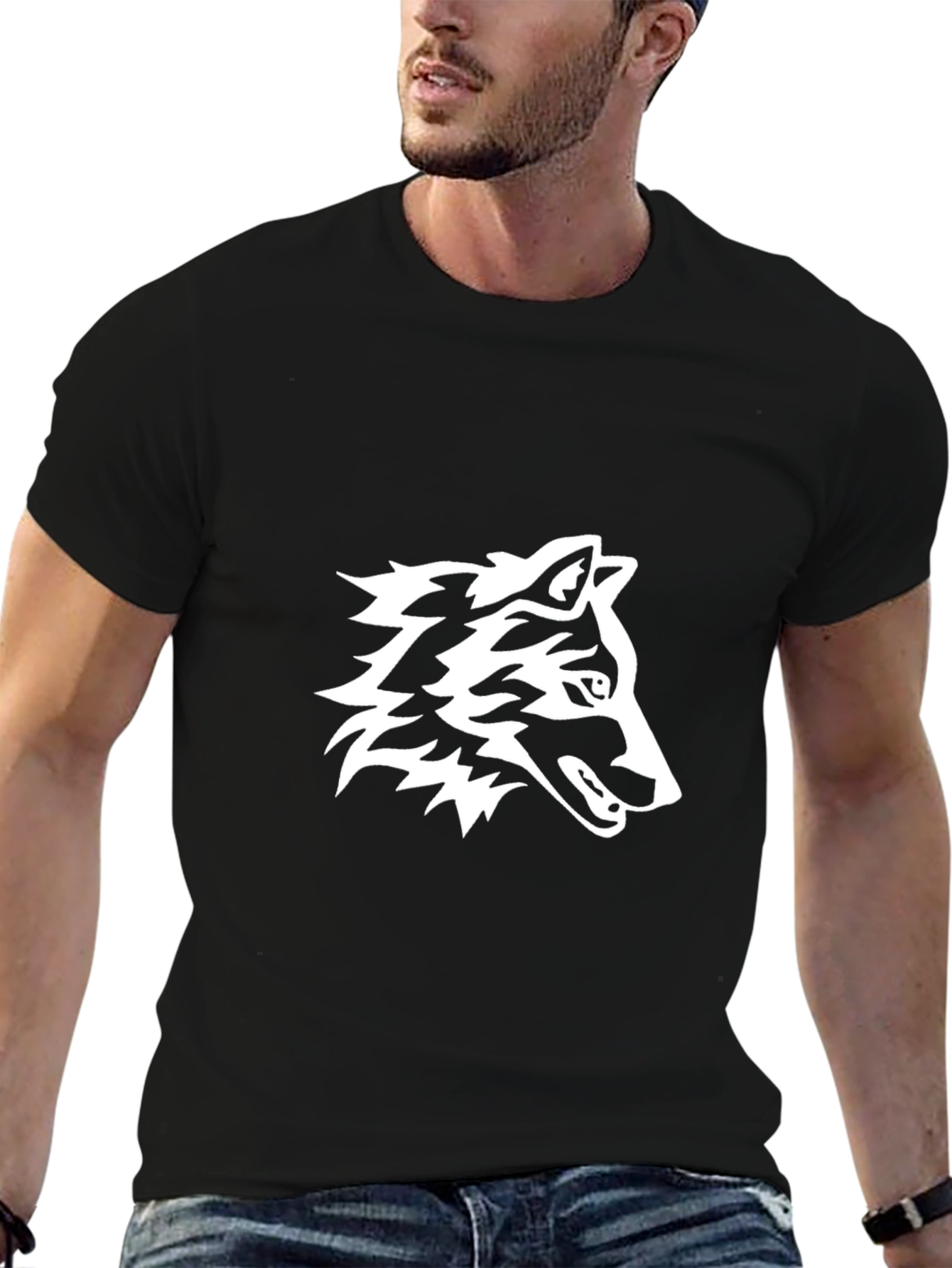 Black Wolf Graphic Tee - Trendy Casual Style