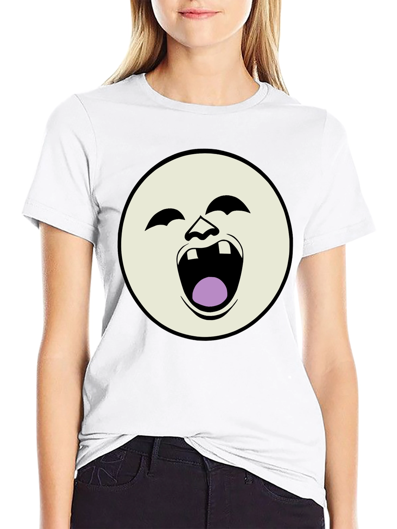 Laughing Face Graphic Black T-Shirt