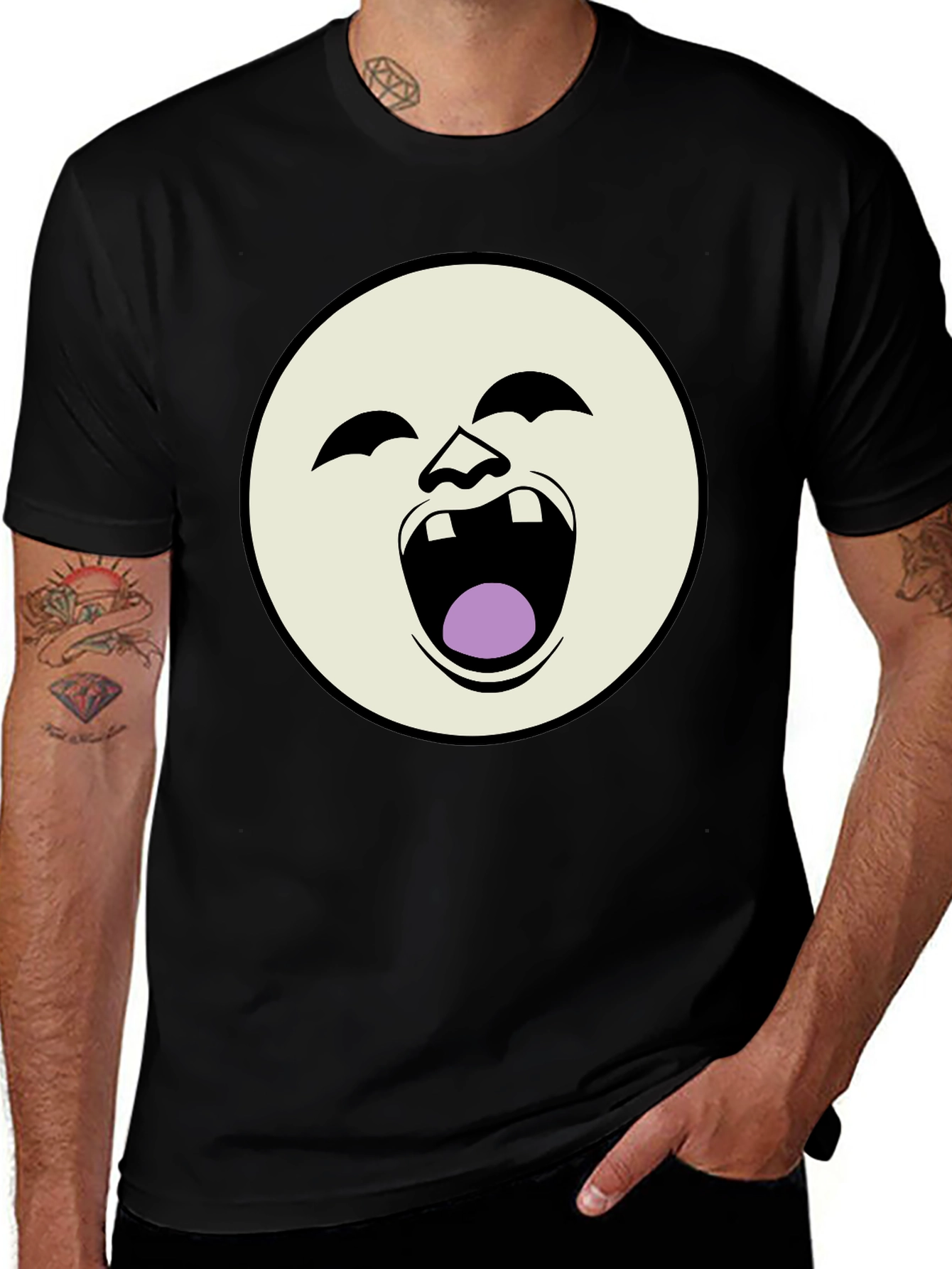 Laughing Face Graphic Black T-Shirt