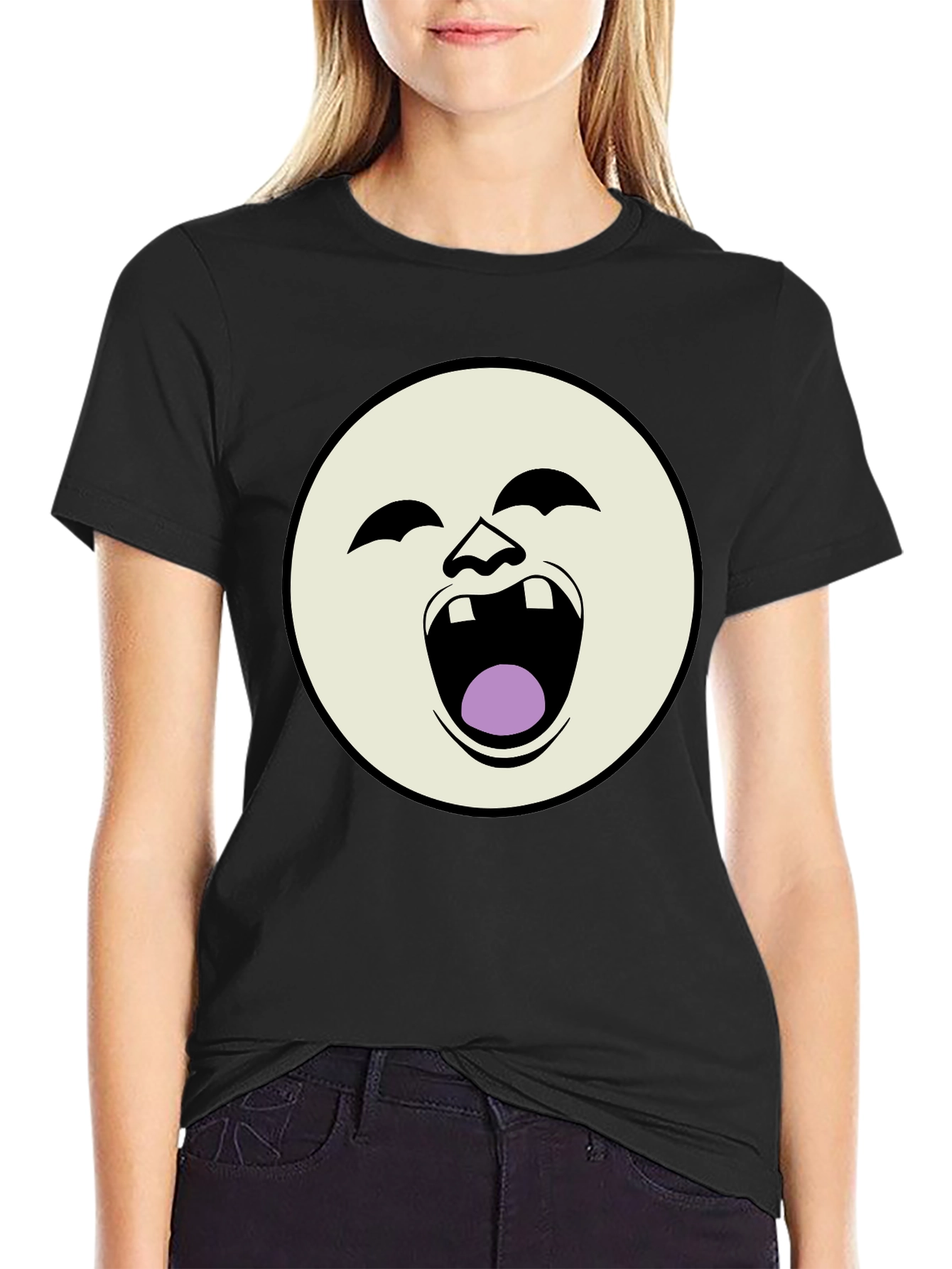 Laughing Face Graphic Black T-Shirt