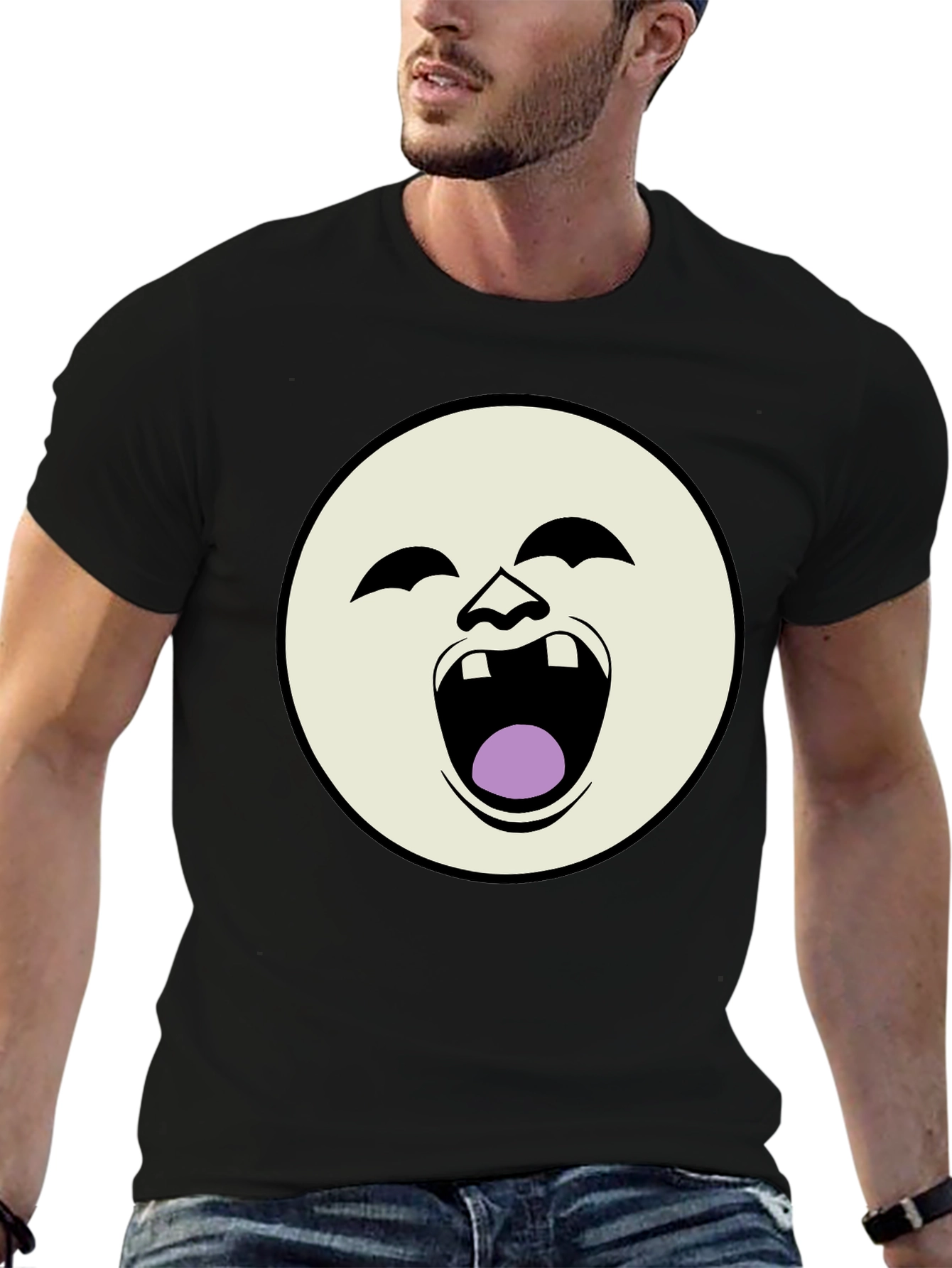 Laughing Face Graphic Black T-Shirt