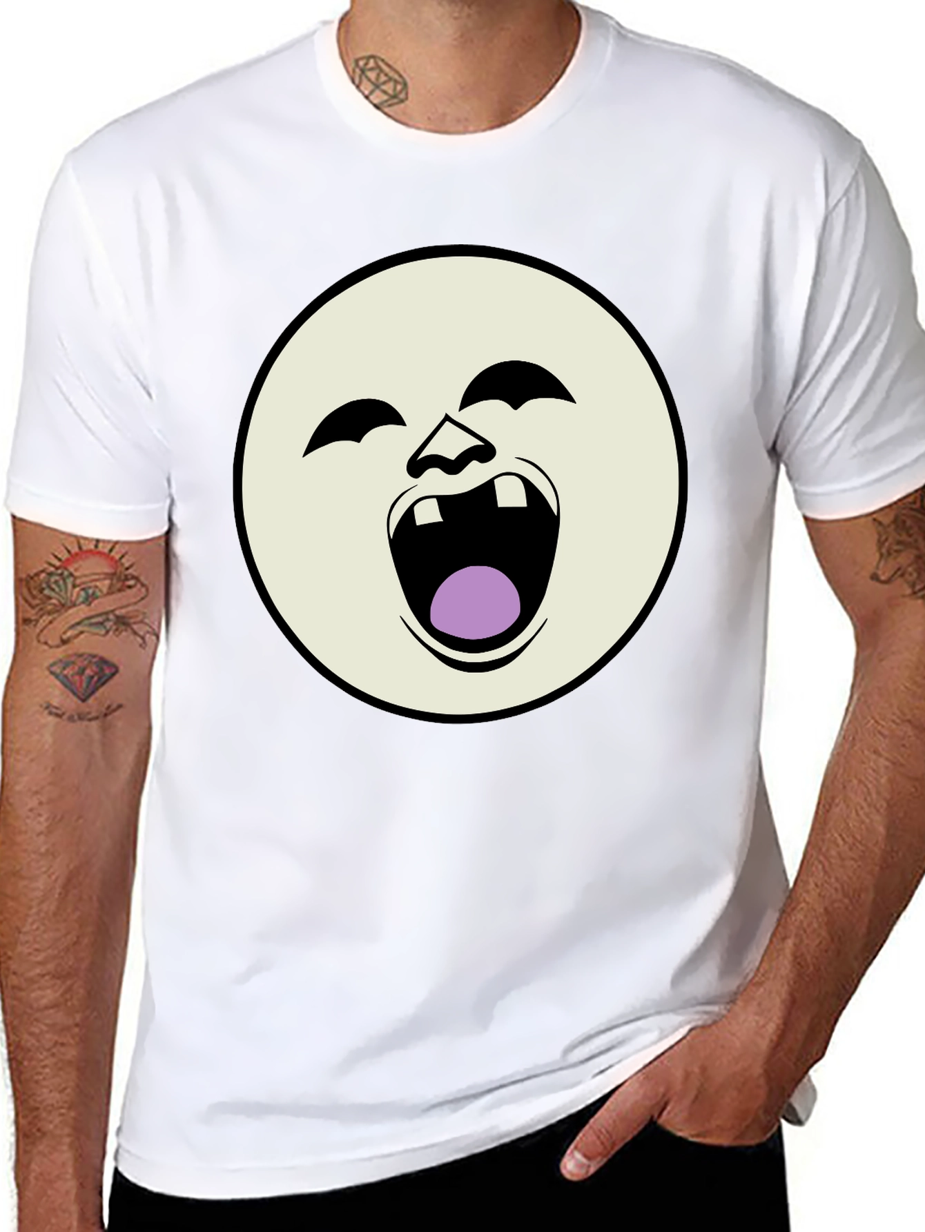 Laughing Face Graphic Black T-Shirt