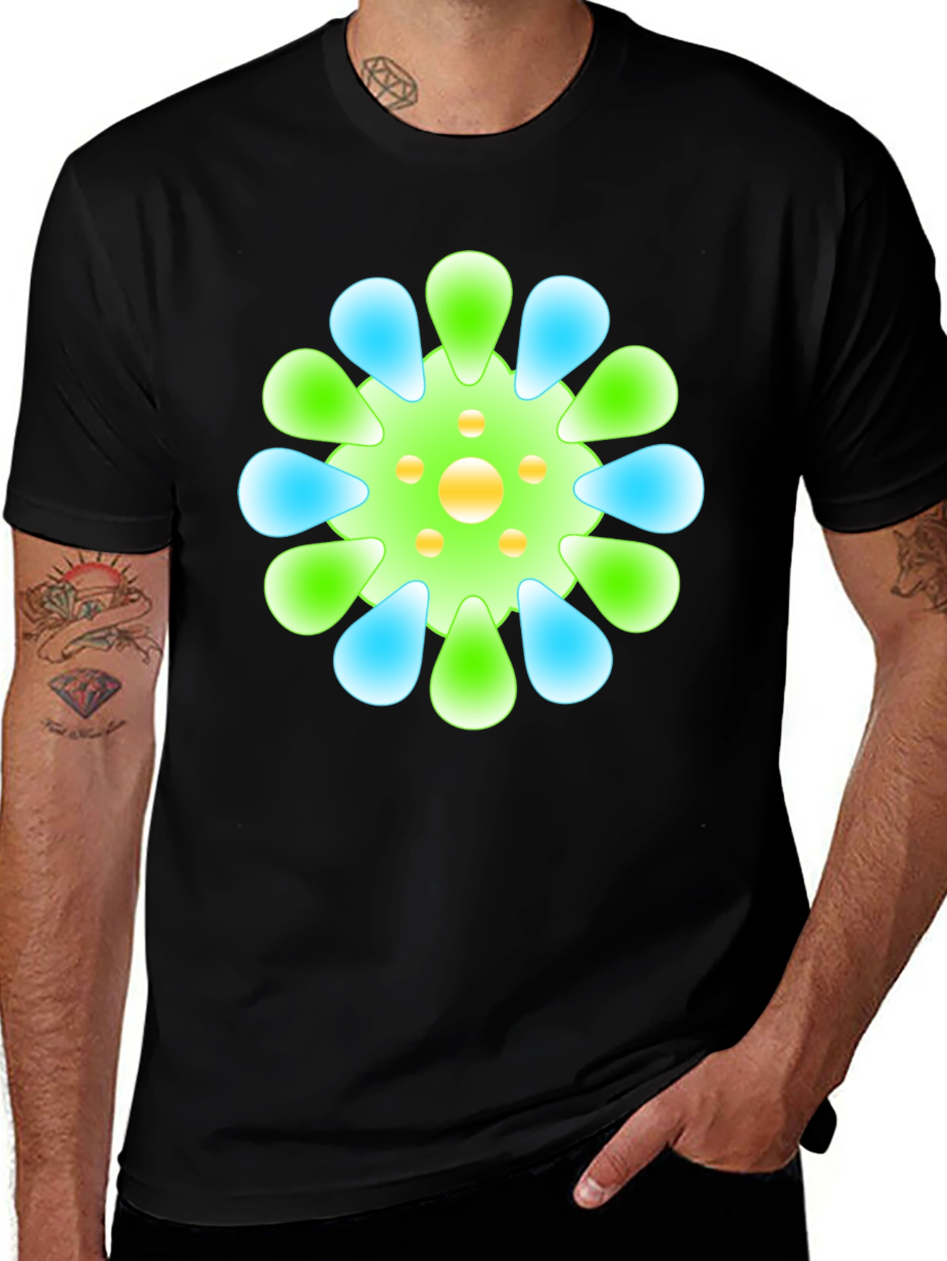 Funky Floral Tee - Black Graphic T-Shirt