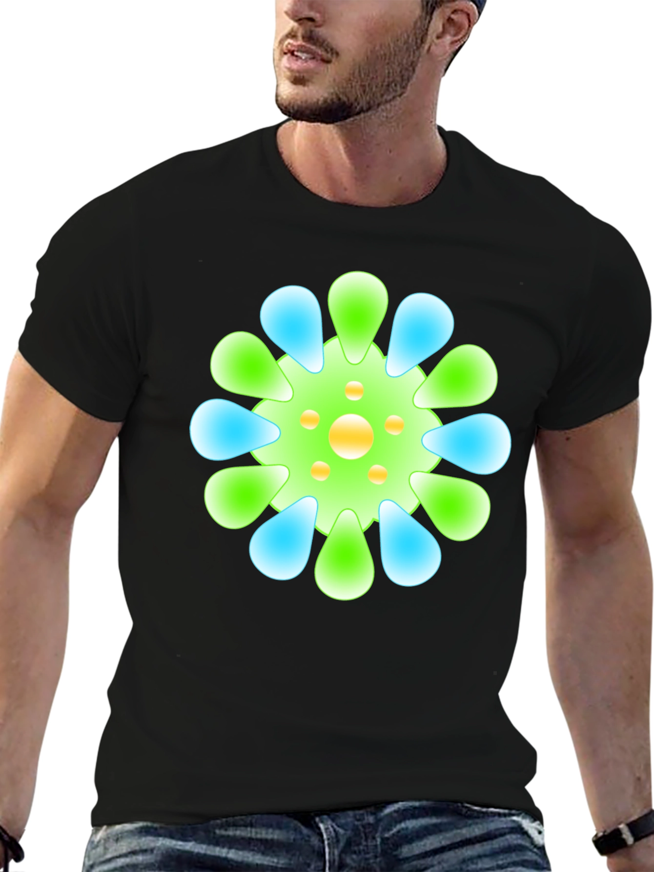 Funky Floral Tee - Black Graphic T-Shirt