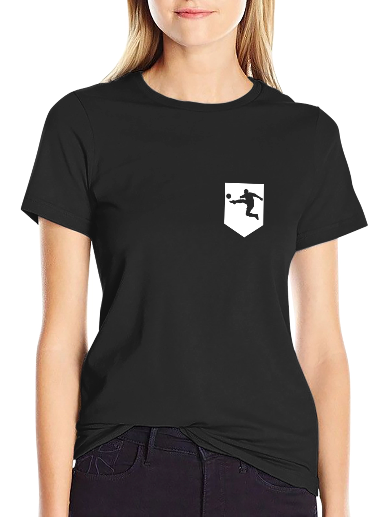 Mens Black Soccer Silhouette Graphic Tee