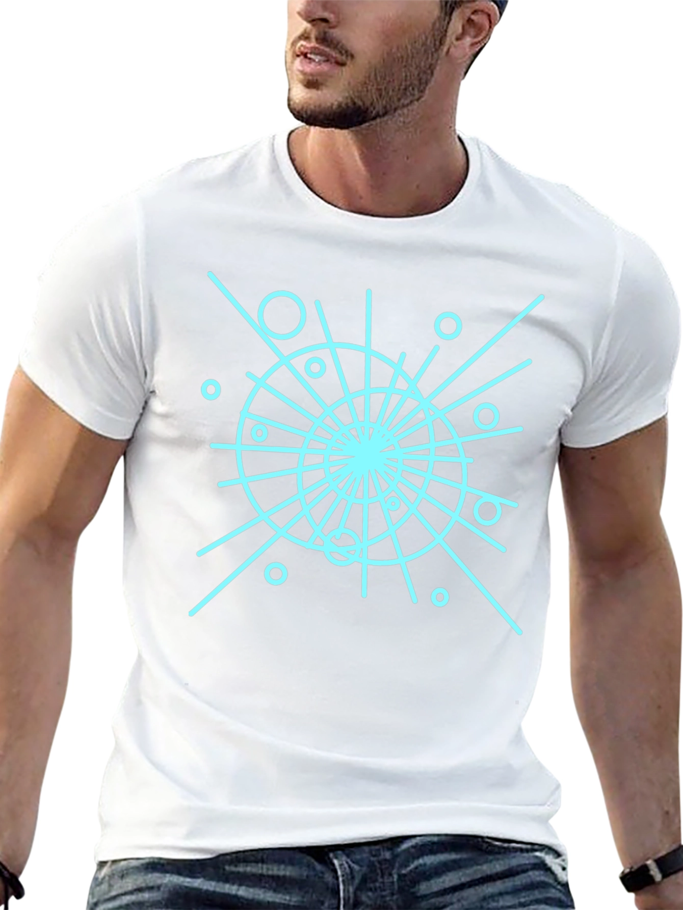 Abstract Geometric Circle T-Shirt - Black