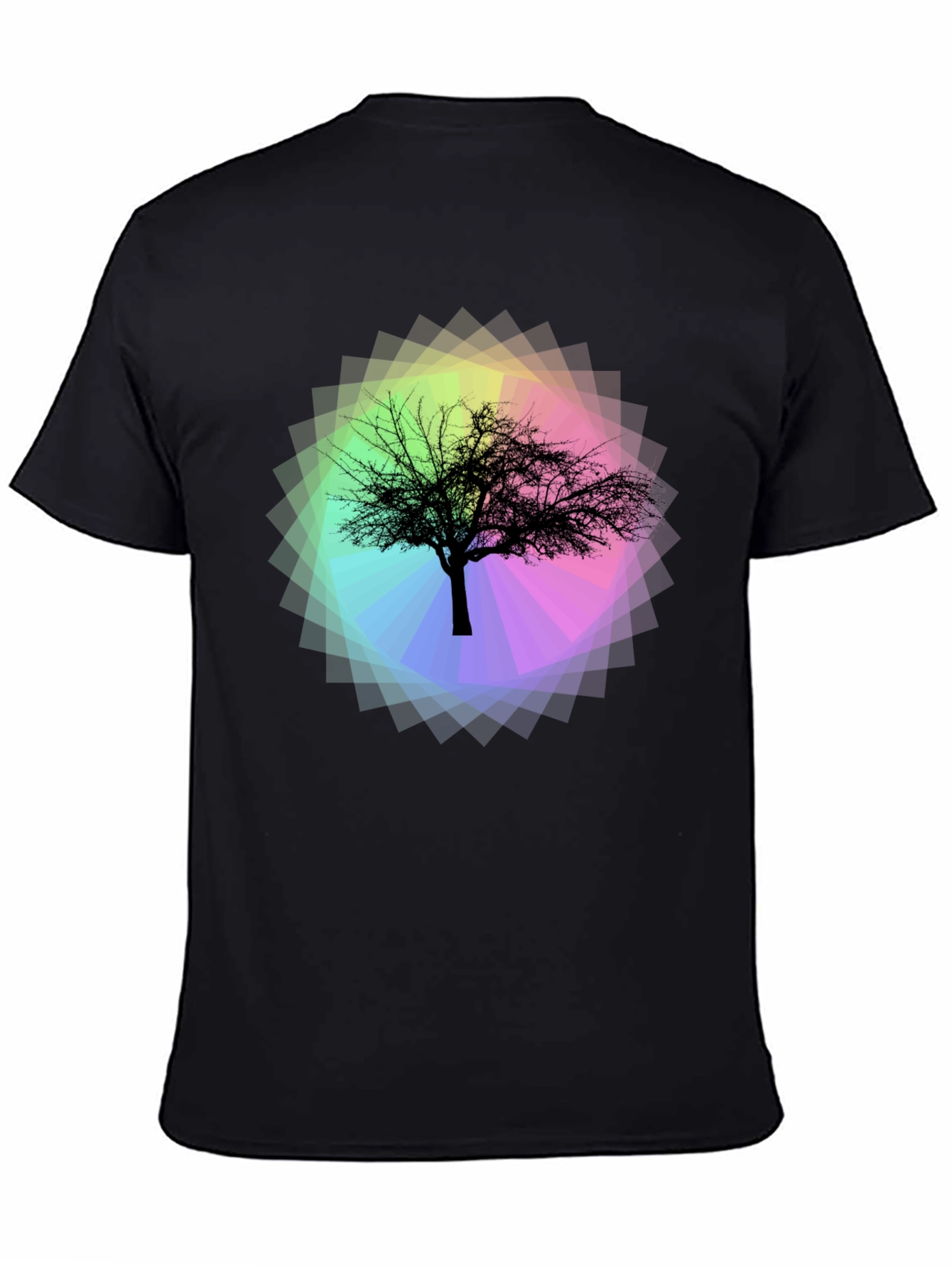 Tree Silhouette on Rainbow Prism Tee