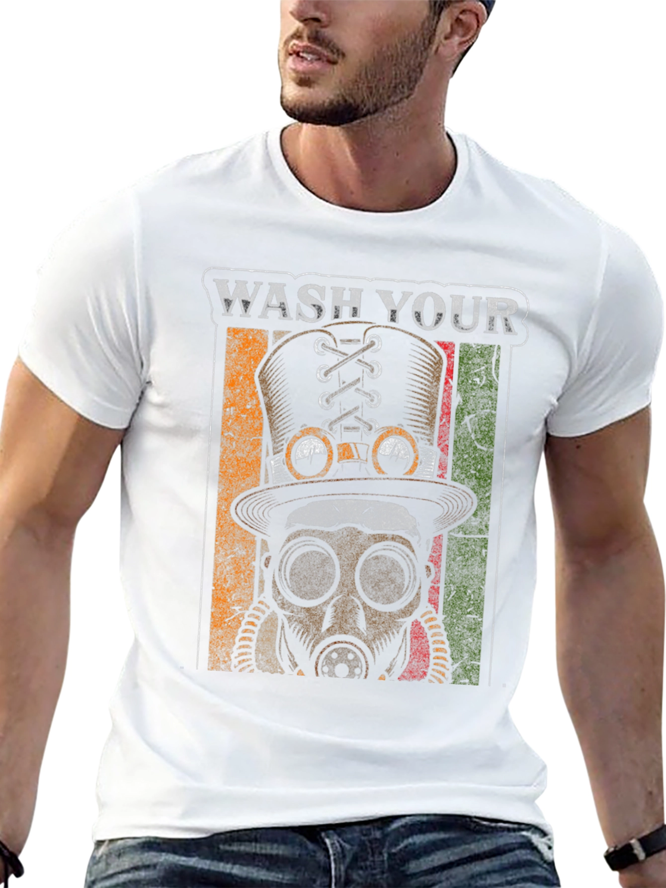 Wash Your Hands Steampunk Top Hat Gas Mask T-Shirt