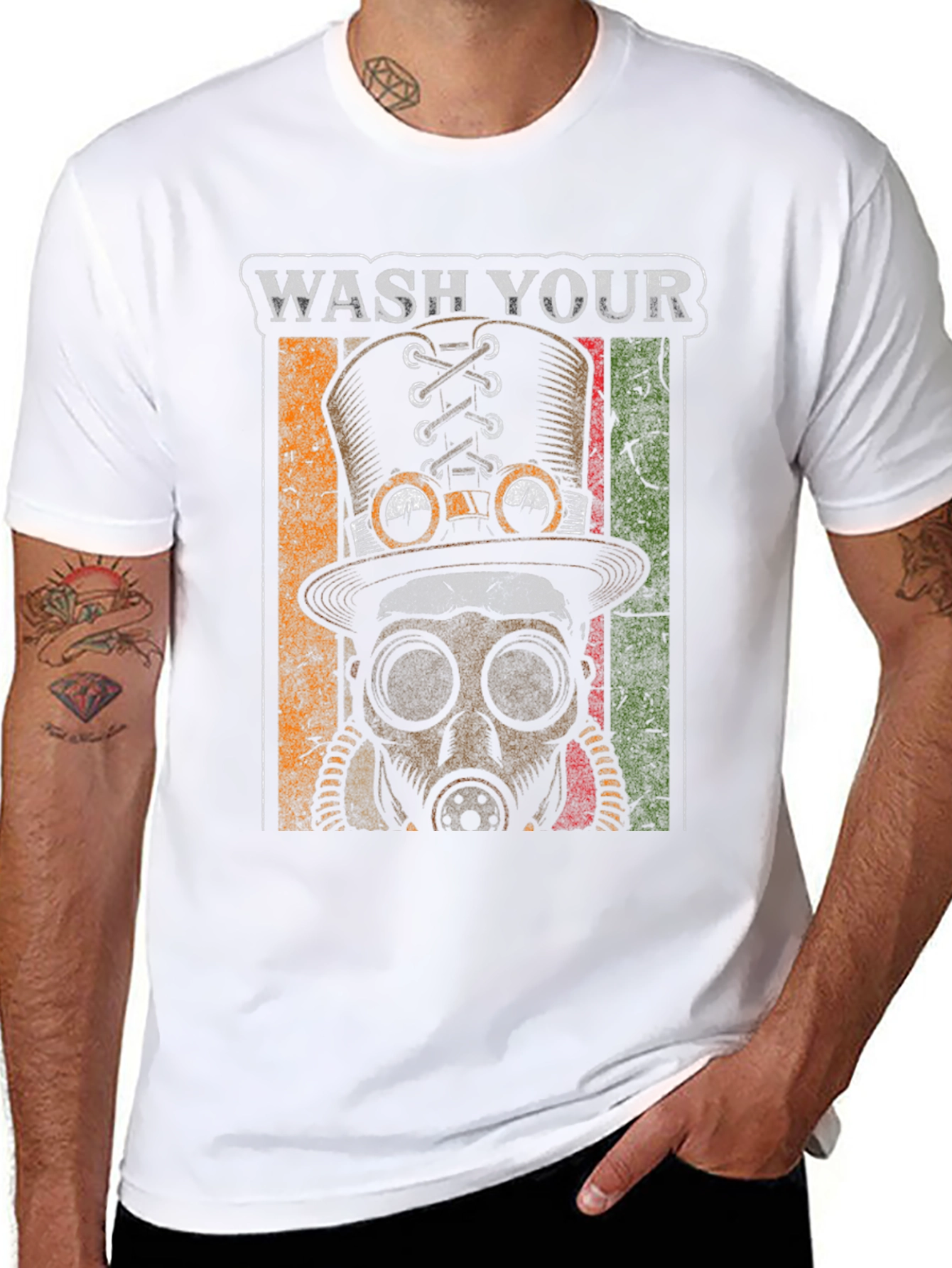 Wash Your Hands Steampunk Top Hat Gas Mask T-Shirt