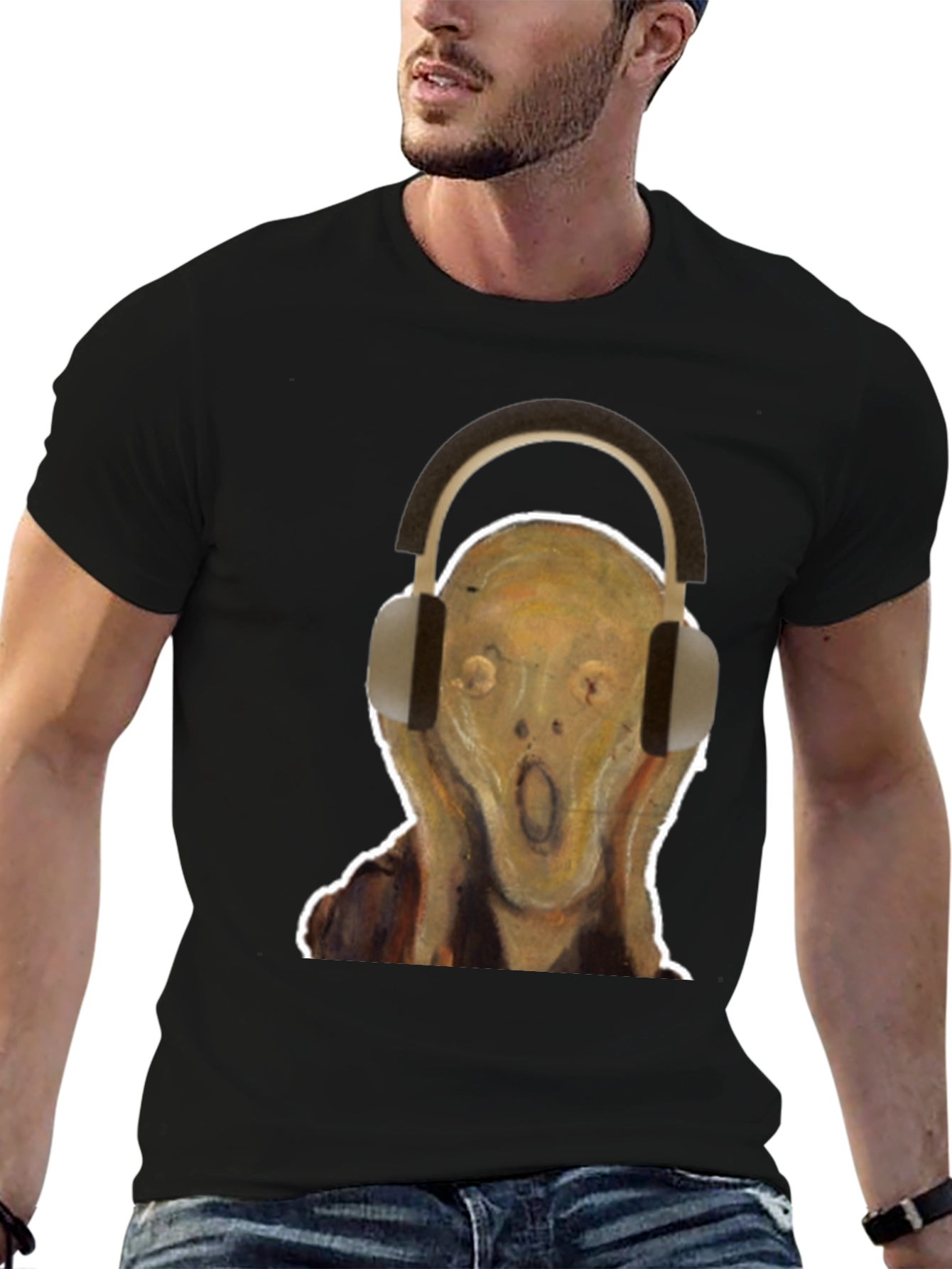 Scream Headphones Graphic Tee - Black Cotton T-Shirt