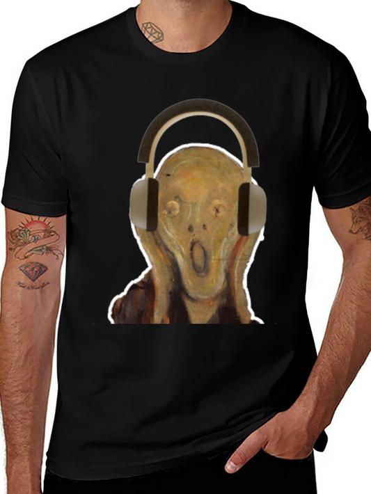 Scream Headphones Graphic Tee - Black Cotton T-Shirt