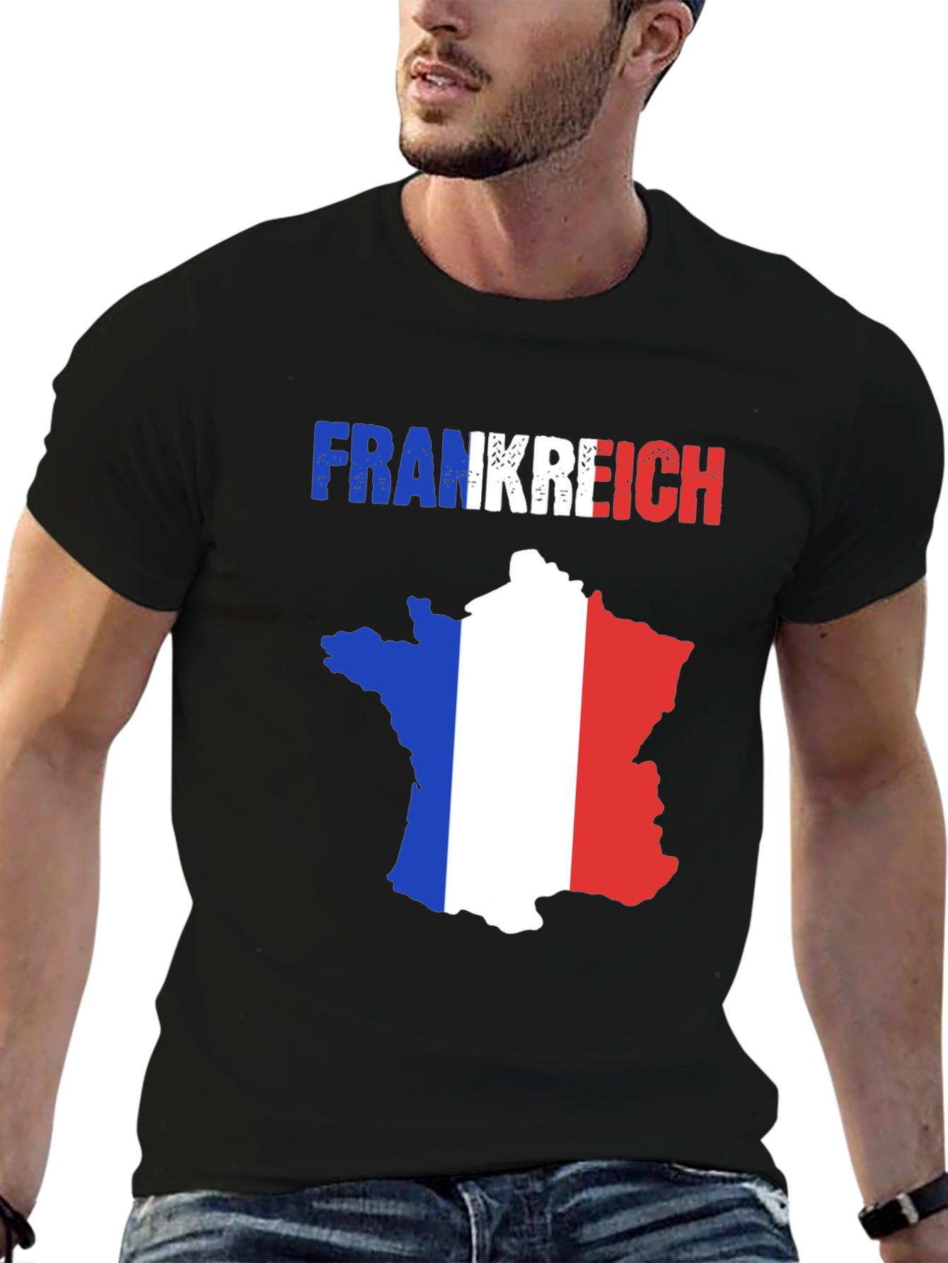 France Flag Map T-Shirt - Frankreich Novelty Tee