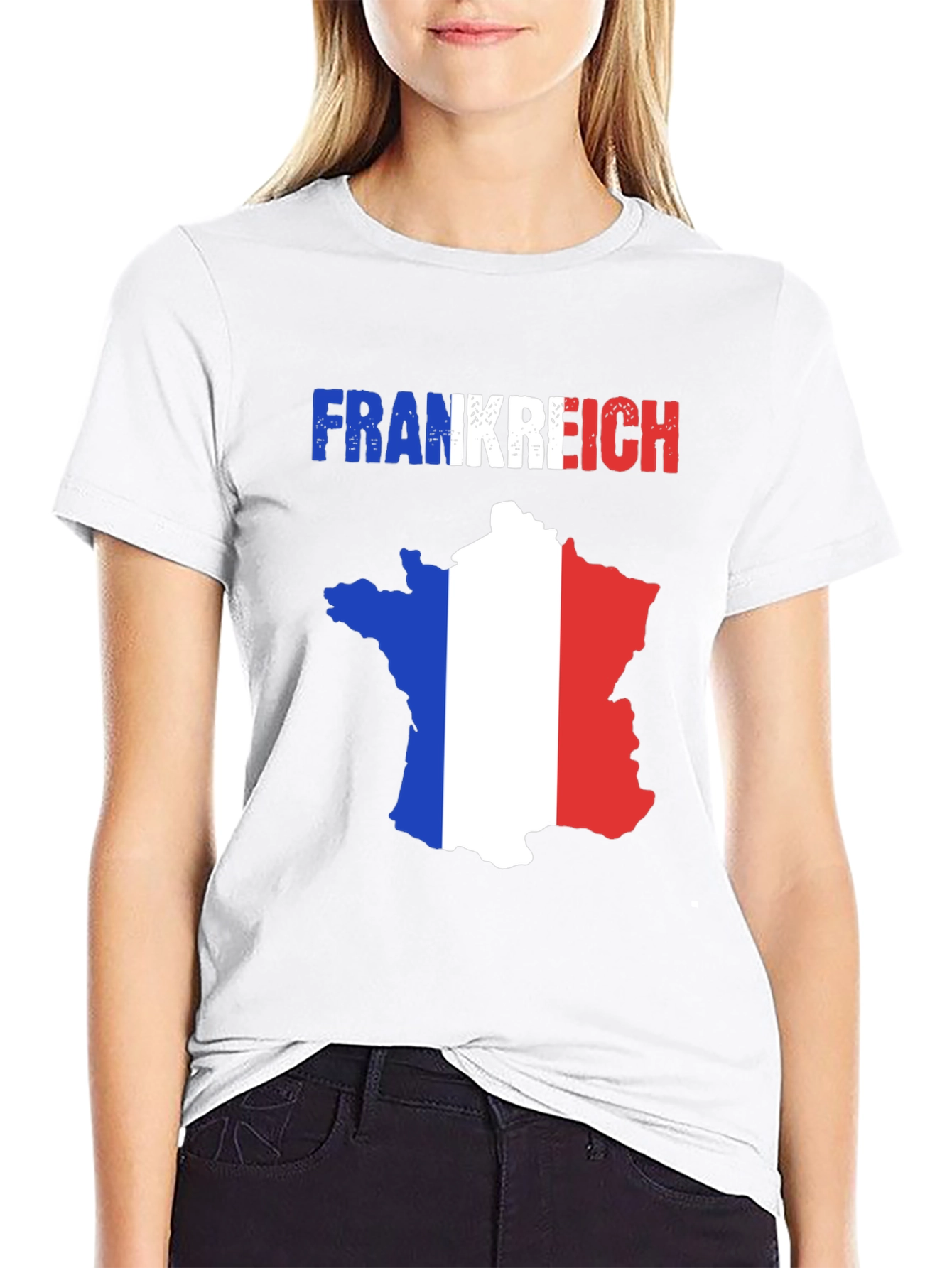 France Flag Map T-Shirt - Frankreich Novelty Tee