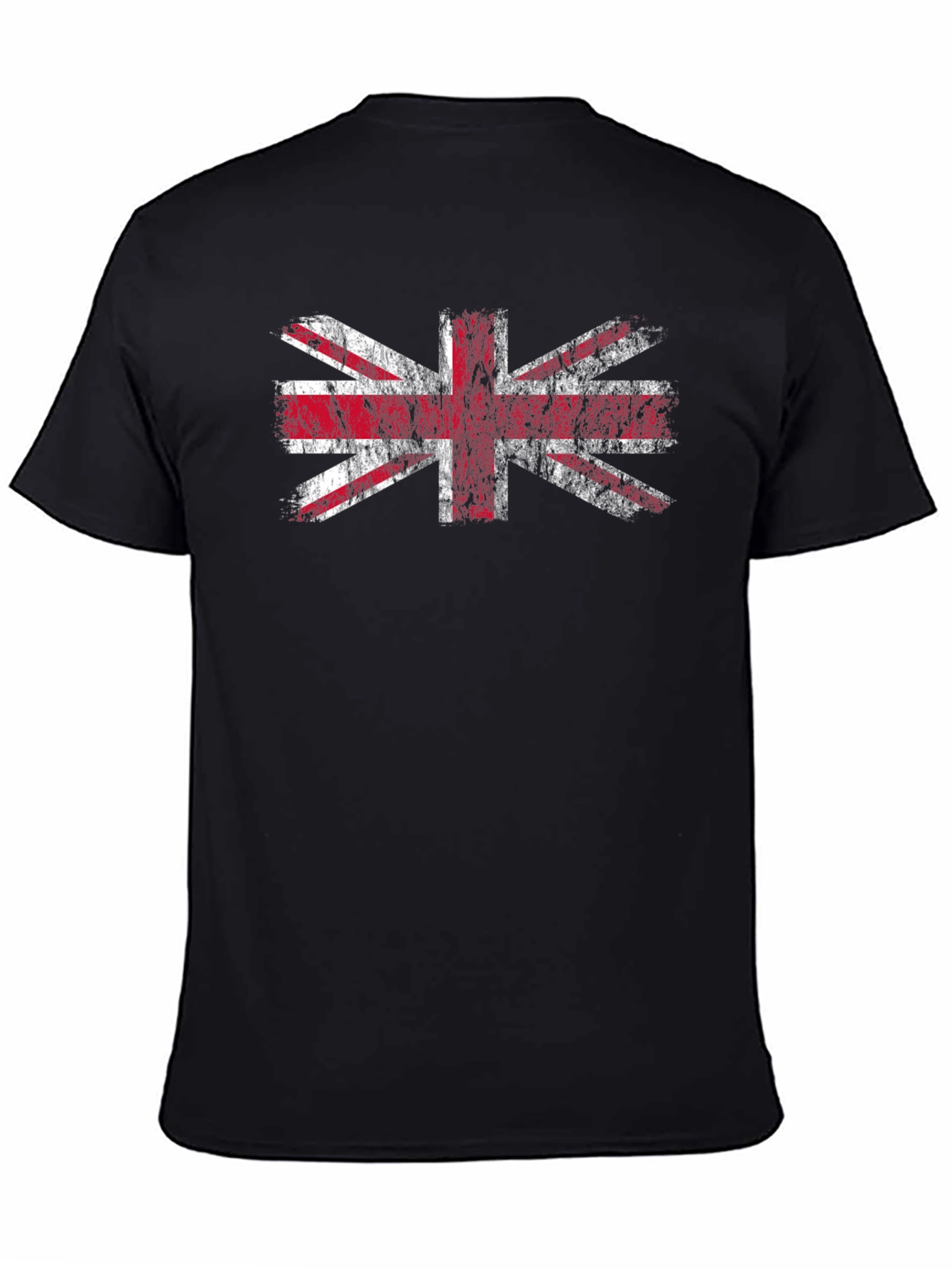 Union Jack Flag Distressed Graphic Tee - Black
