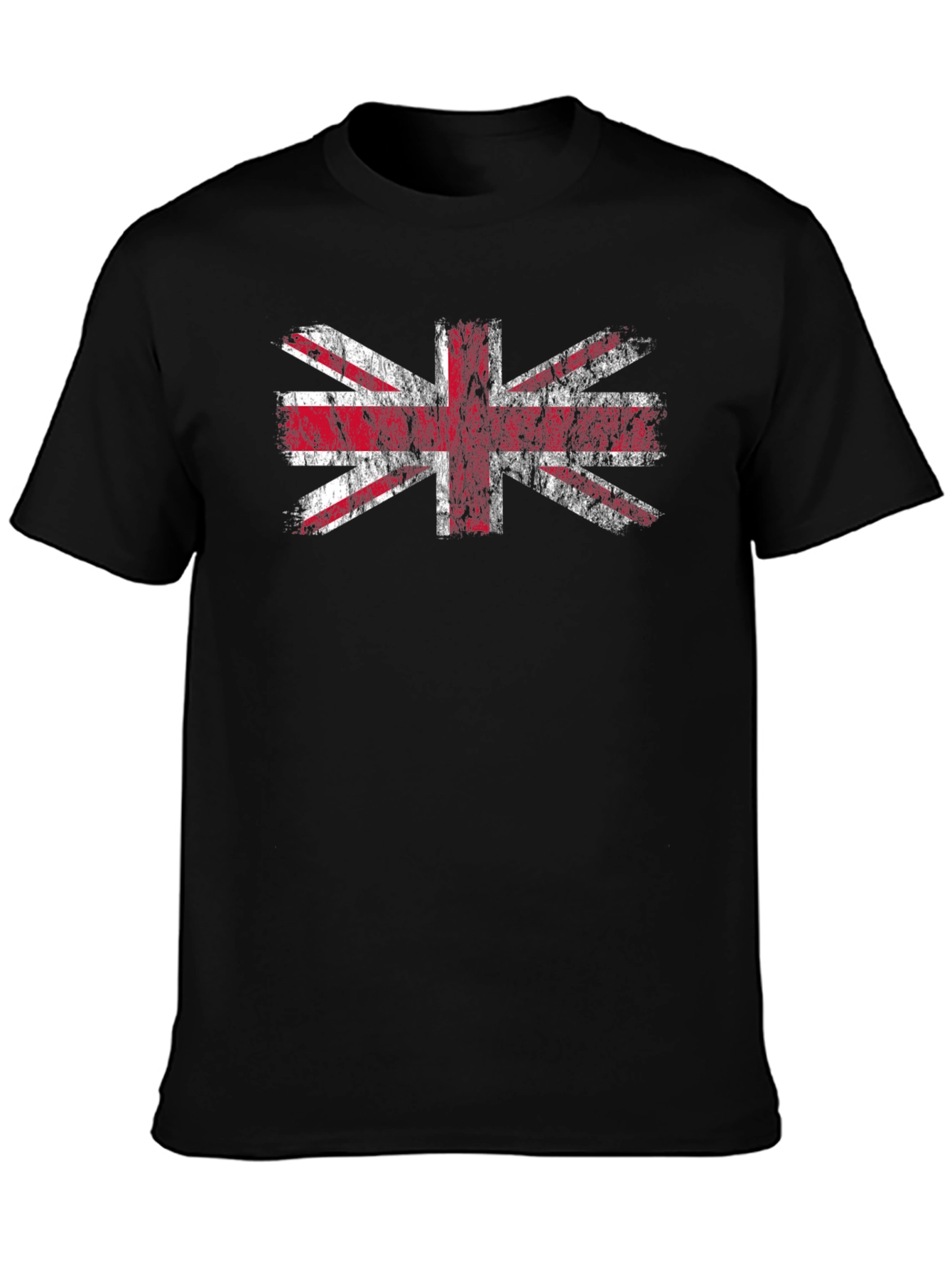 Union Jack Flag Distressed Graphic Tee - Black