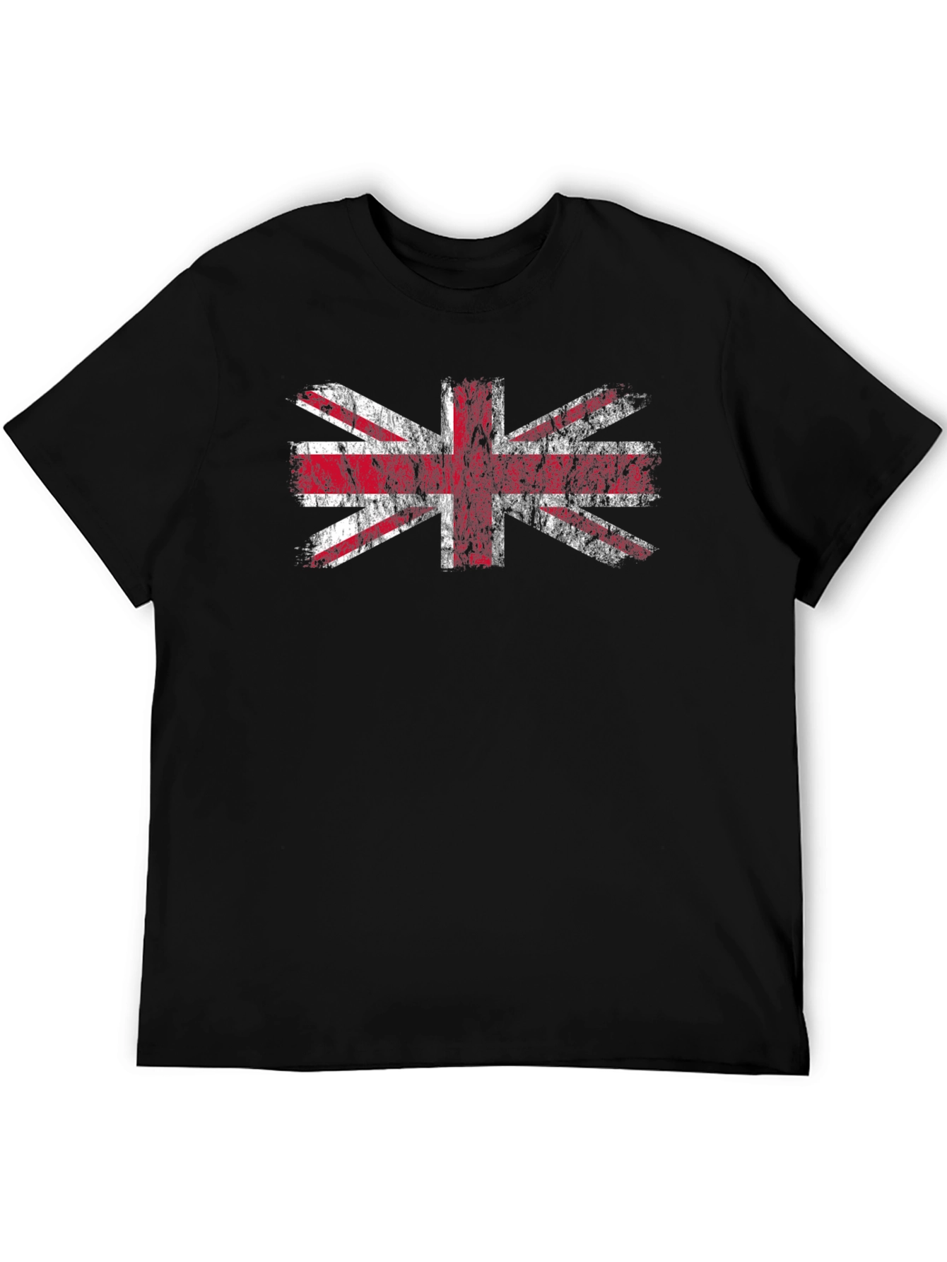 Union Jack Flag Distressed Graphic Tee - Black
