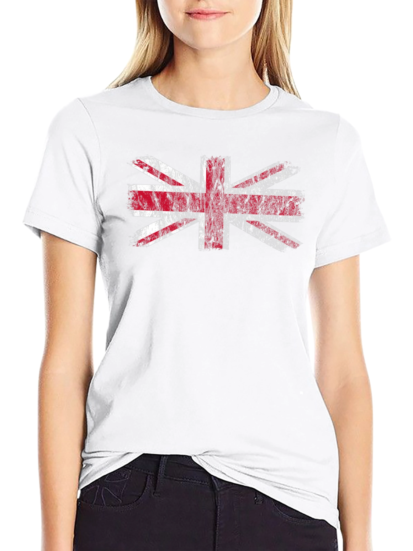 Union Jack Flag Distressed Graphic Tee - Black