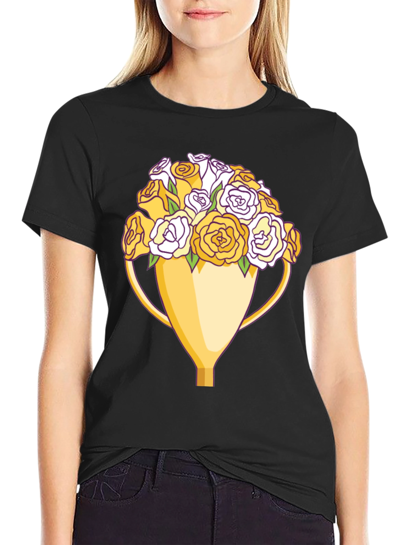 Floral Trophy Graphic Tee - Unique Design