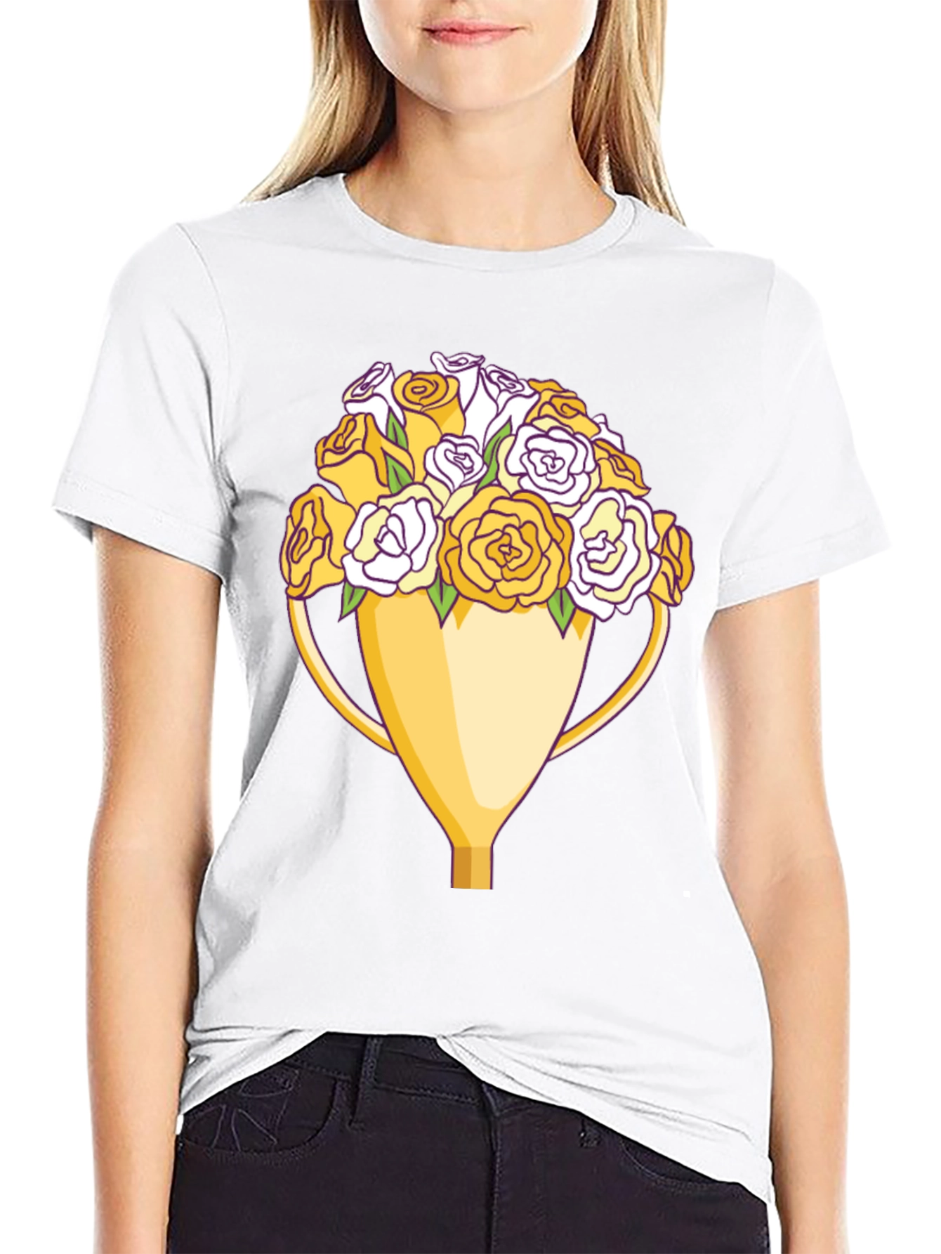 Floral Trophy Graphic Tee - Unique Design