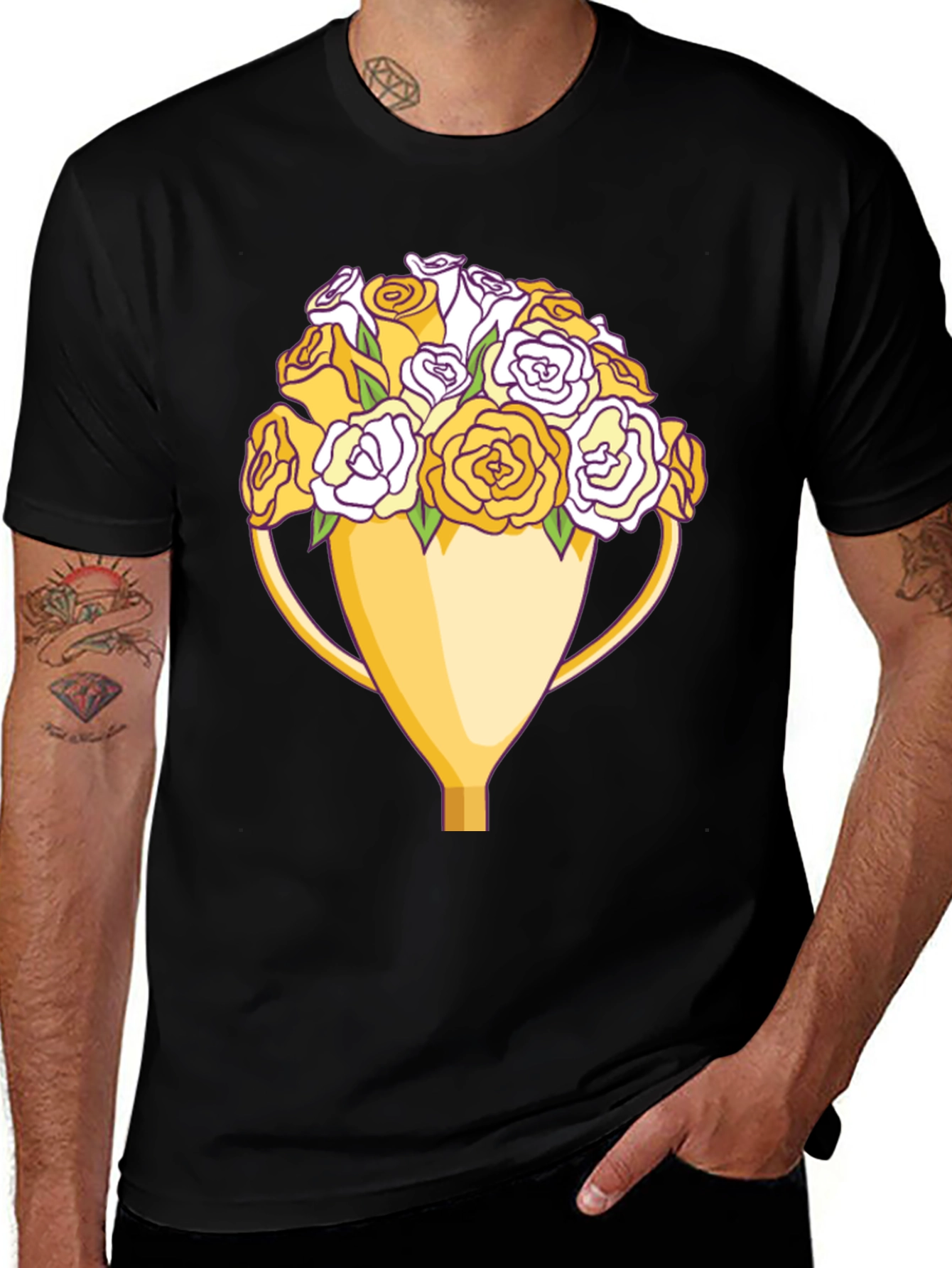 Floral Trophy Graphic Tee - Unique Design