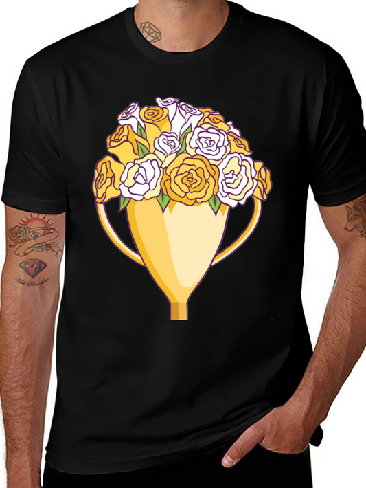 Floral Trophy Graphic Tee - Unique Design