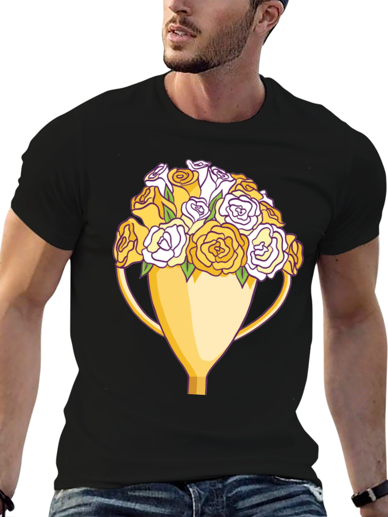 Floral Trophy Graphic Tee - Unique Design