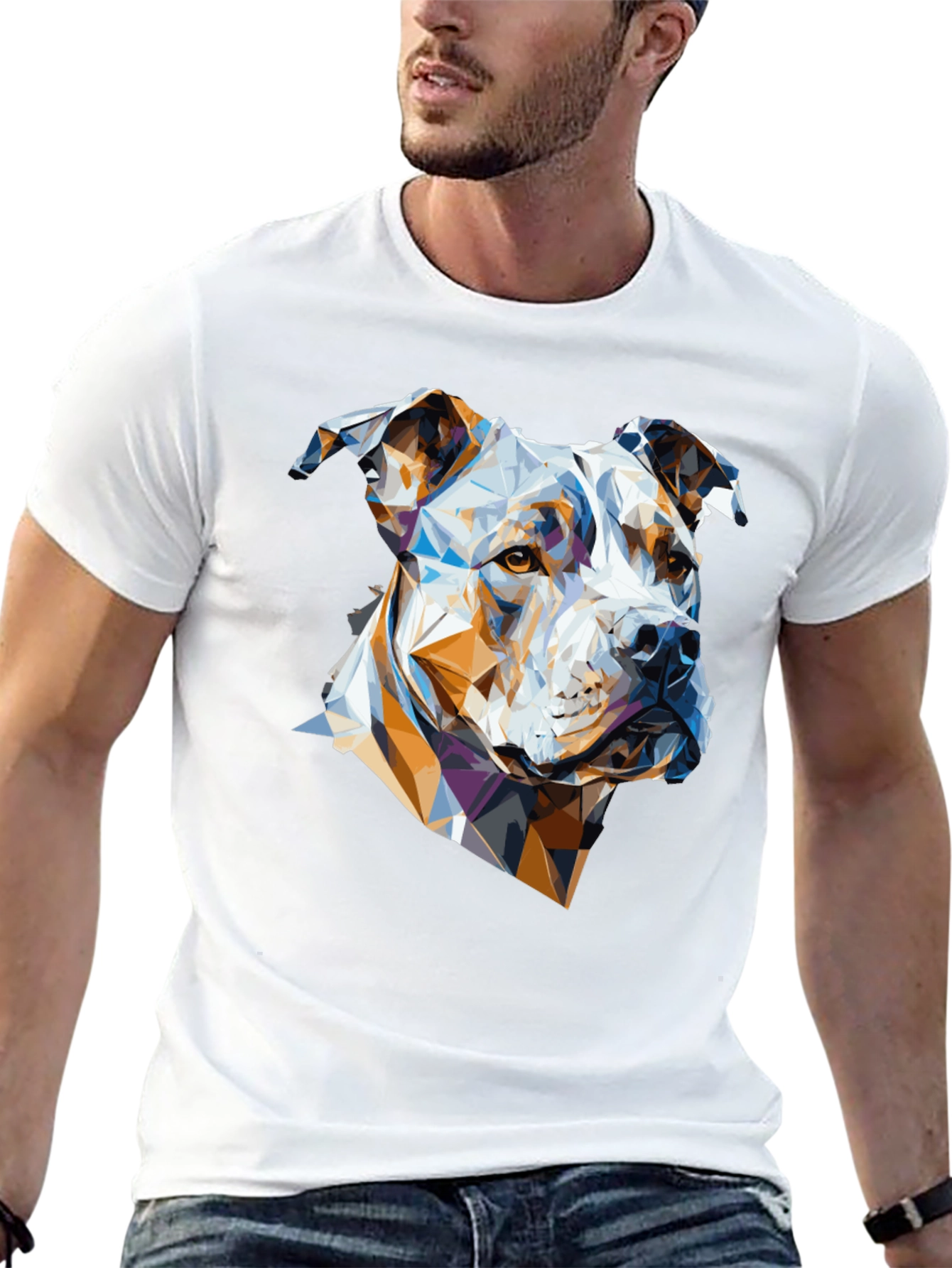 Geometric Dog Graphic Tee - Modern Canine Art