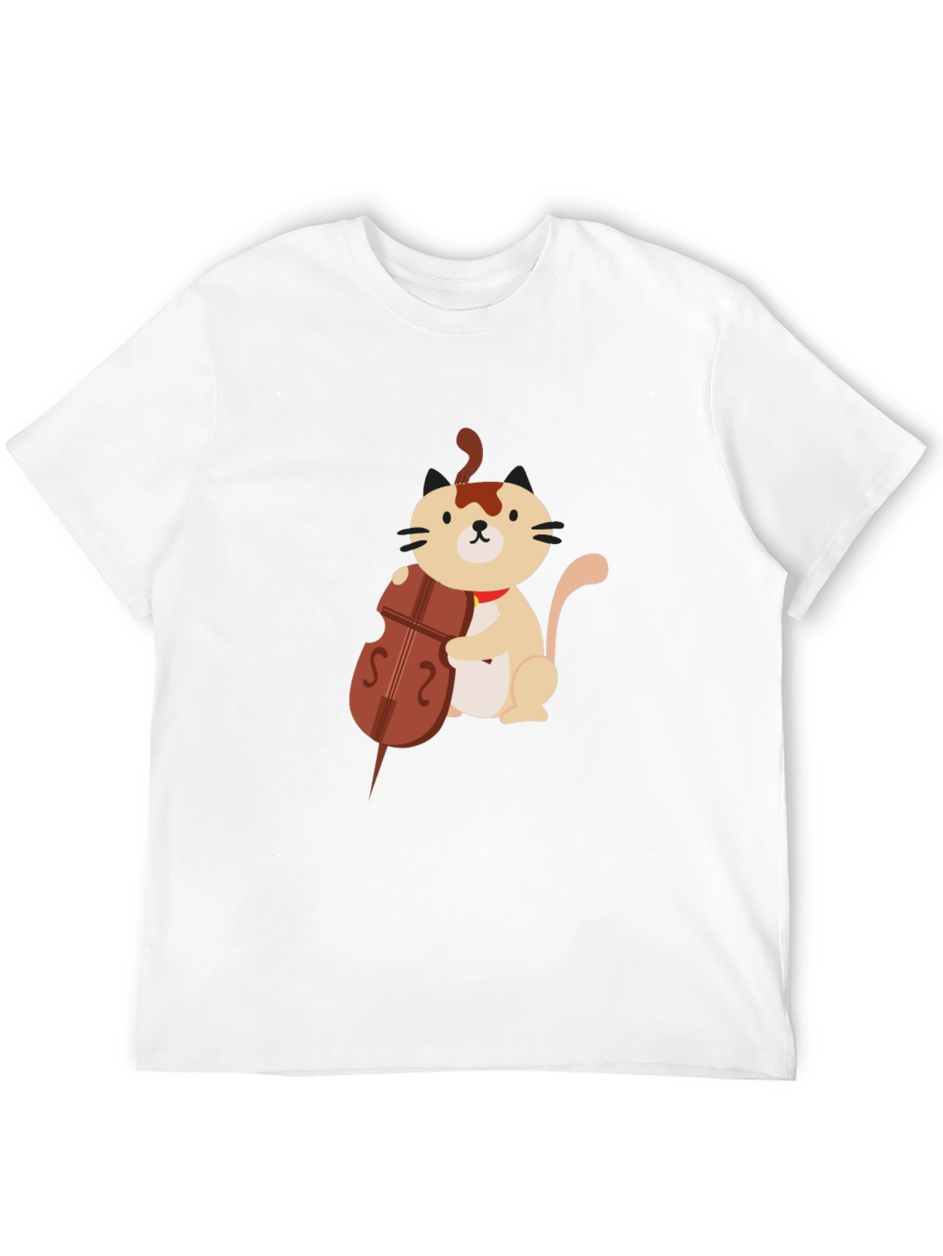 Cat Playing Cello Graphic Tee - Black Unisex T-Shirt