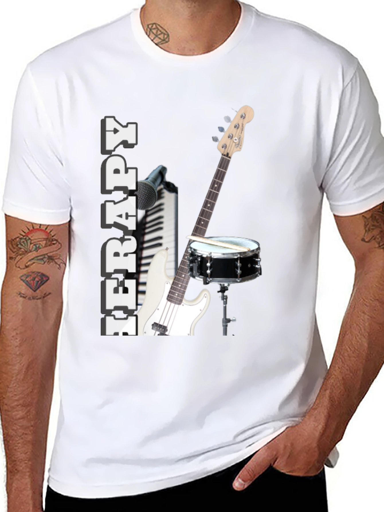 Music Therapy T-Shirt - Instruments & Inspirational Design