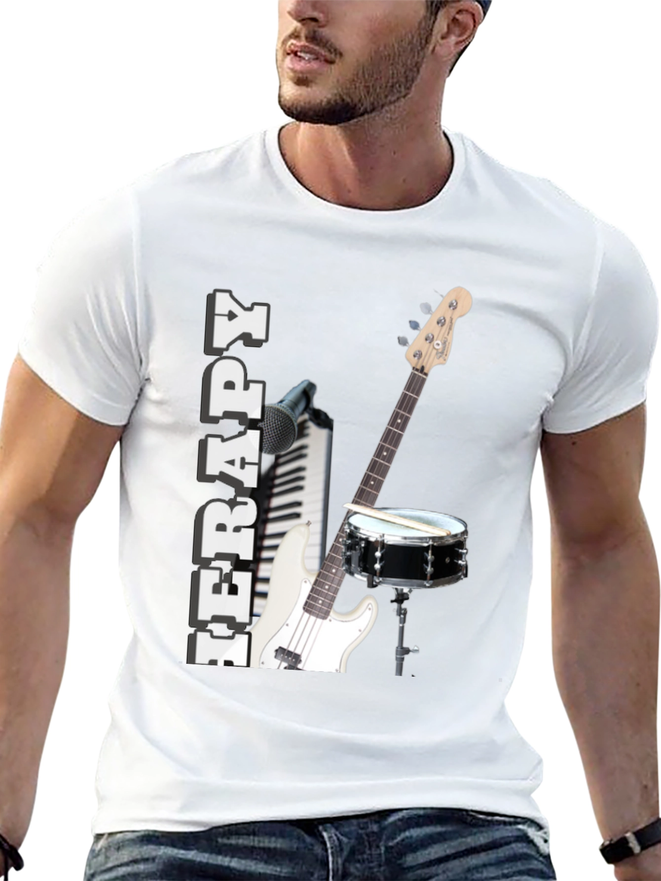 Music Therapy T-Shirt - Instruments & Inspirational Design