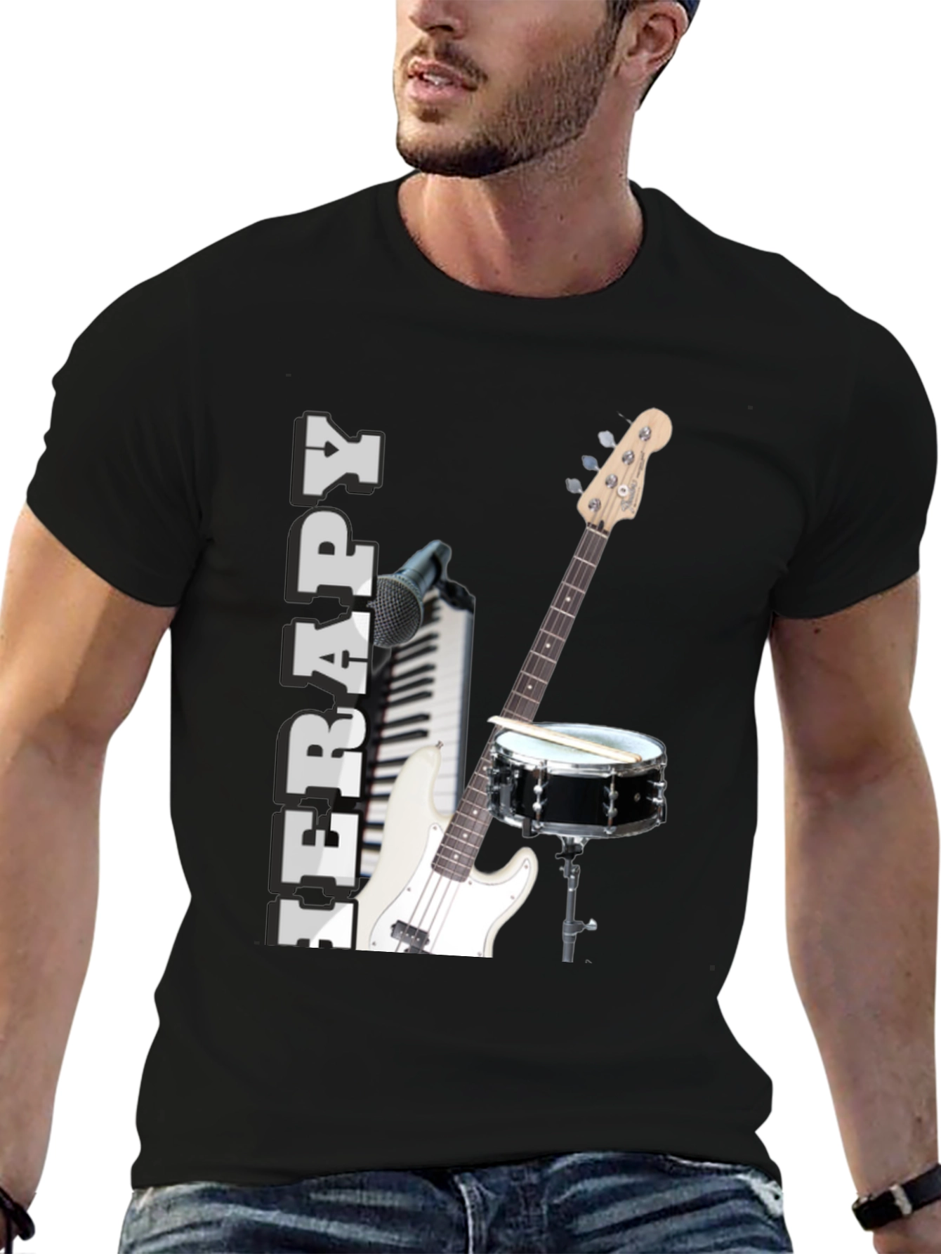 Music Therapy T-Shirt - Instruments & Inspirational Design
