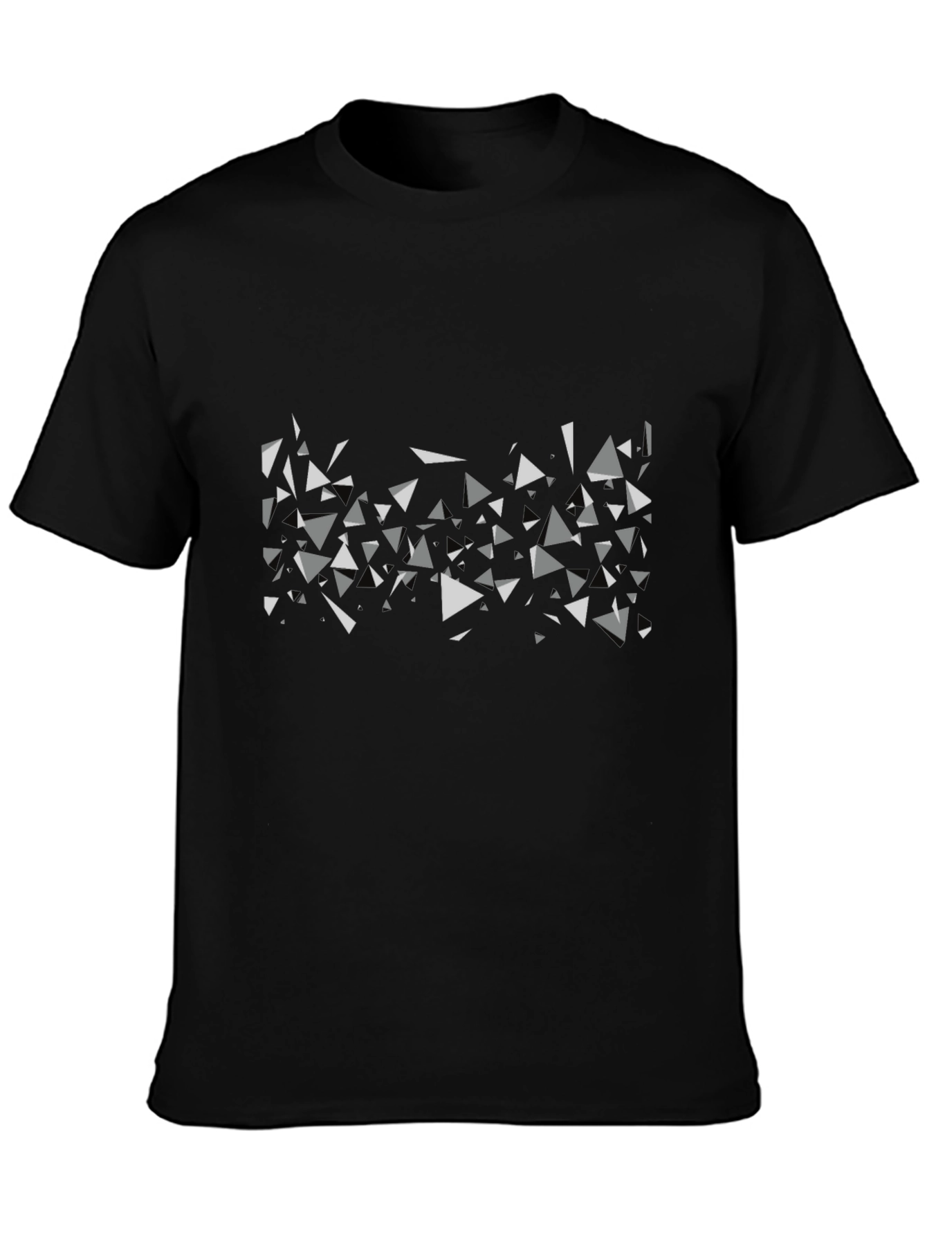 Geometric Triangle Print Black T-Shirt