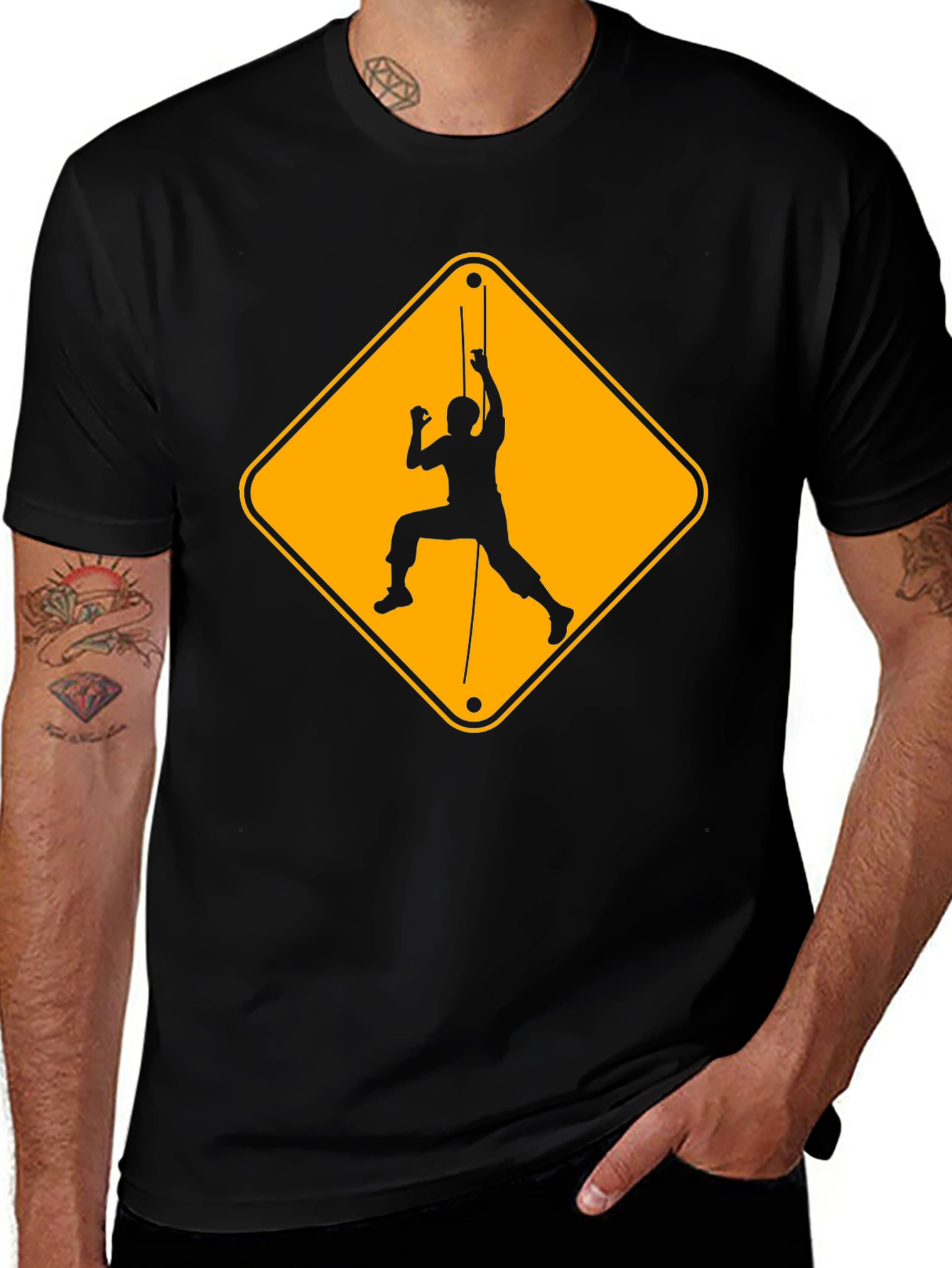 Climbing Hazard Black T-Shirt - Unique Climbers Tee