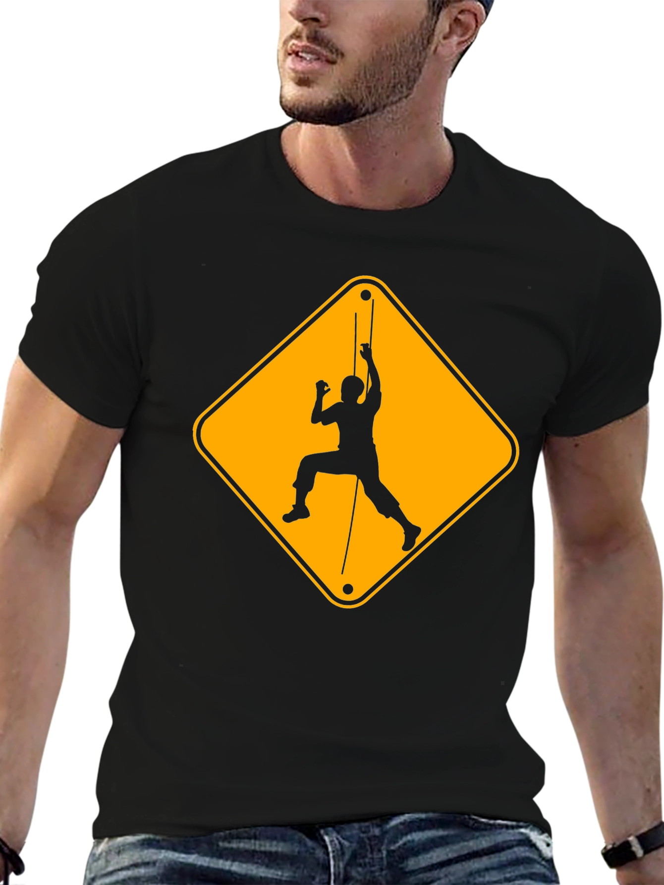 Climbing Hazard Black T-Shirt - Unique Climbers Tee