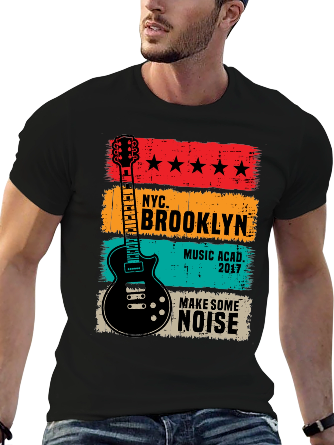 NYC Brooklyn Music T-Shirt Guitar Tee